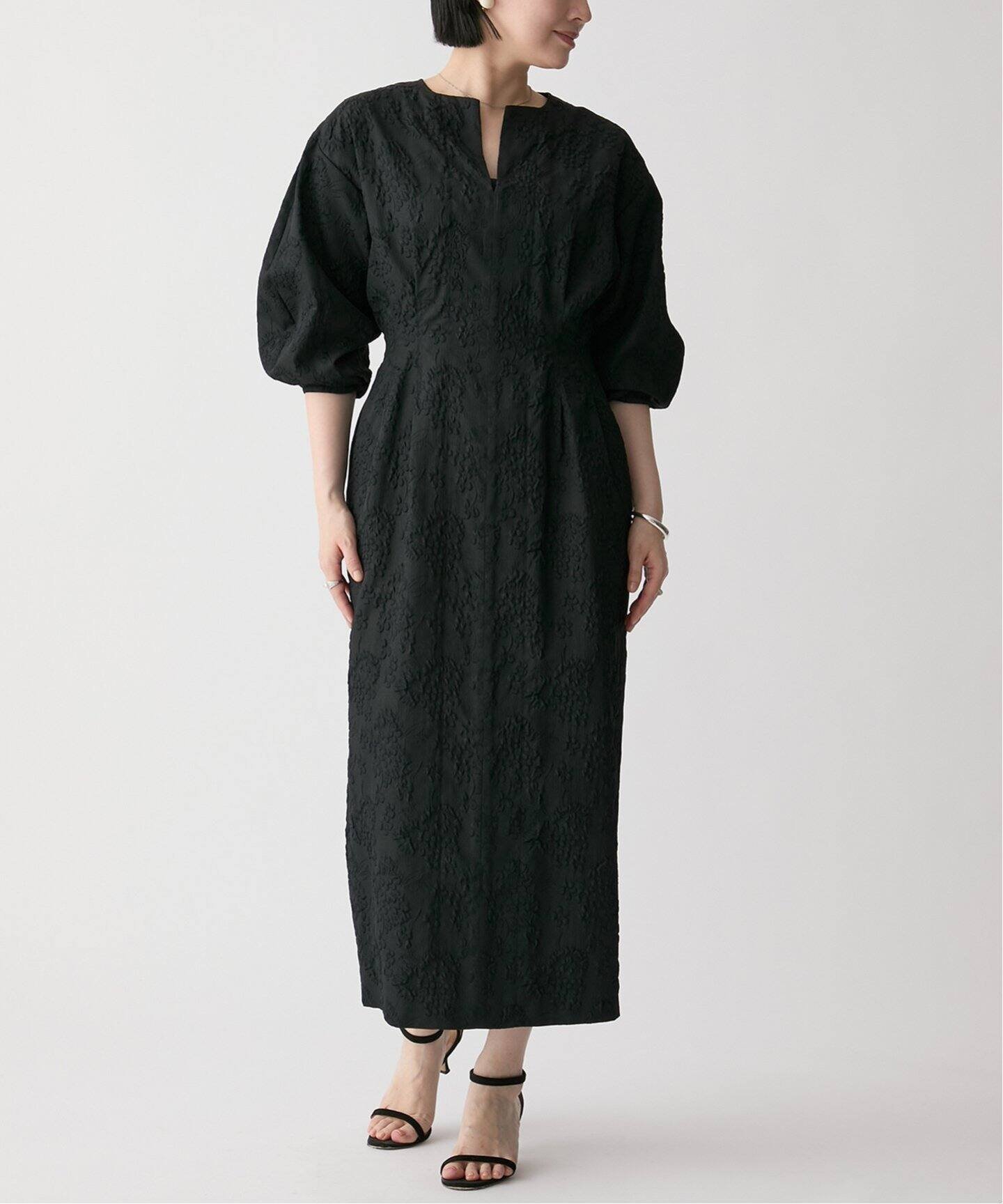 【ヴェルメイユ パー イエナ/VERMEIL par iena】のジャガードウエストシェイプワンピース インテリア・キッズ・メンズ・レディースファッション・服の通販 founy(ファニー) 　ファッション　Fashion　レディースファッション　Ladies' Fashion Online　ワンピース　Dress　2025年　2025　2025-2026秋冬・A/W　Aw/Autumn/Winter/Fw/Fall/2025-2026　おすすめ　Recommend　エレガント 上品　Elegant　シェイプ　Shape　スリーブ　Sleeve　セレモニー　Ceremony　タイツ　Tights　洗える　Washable　ブラック|ID: prp329100004596835 ipo3291000000032668495