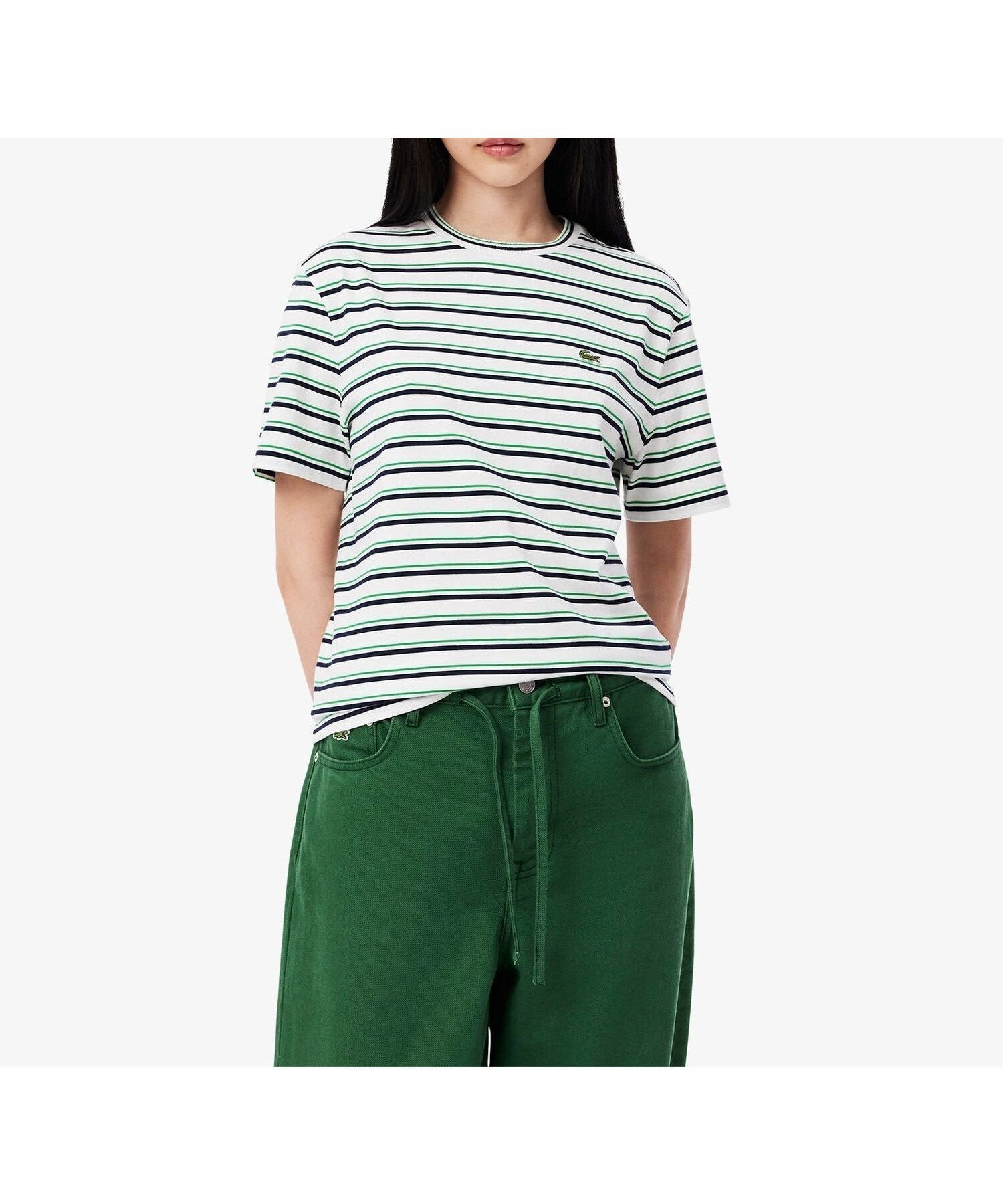 【ラコステ/LACOSTE】のエッセンシャルボーダー半袖Tシャツ インテリア・キッズ・メンズ・レディースファッション・服の通販 founy(ファニー) 　ファッション　Fashion　レディースファッション　Ladies' Fashion Online　トップス・カットソー　Tops/Tshirt　シャツ/ブラウス　Shirts/Blouses　ロング / Tシャツ　T-Shirts　シンプル　Simple　トレンド　Trend　ベーシック　Basic　ボーダー　Border　半袖　Short Sleeve　ホワイト|ID: prp329100004596865 ipo3291000000032668884