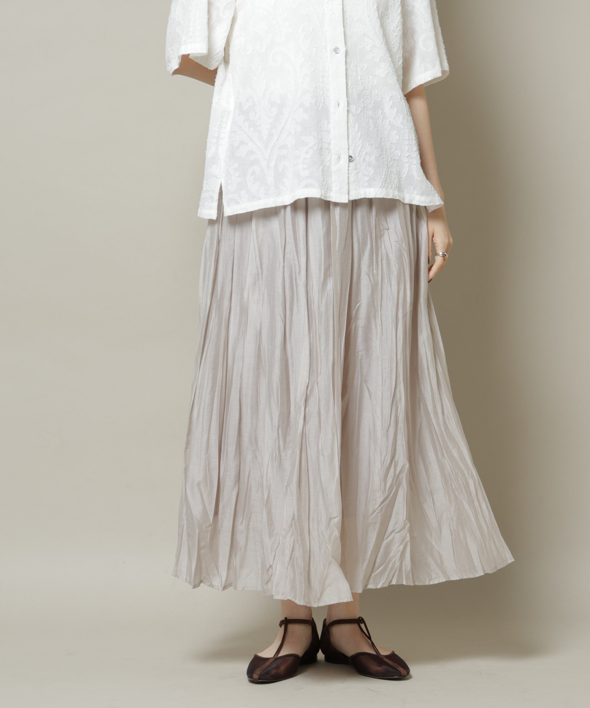 【ナノ ユニバース/nano universe】のクリンクルシアースカート インテリア・キッズ・メンズ・レディースファッション・服の通販 founy(ファニー) 　ファッション　Fashion　レディースファッション　Ladies' Fashion Online　スカート　Skirt　ウォッシャブル　Washable　シアー　Sheer　シンプル　Simple　ジャケット　Jacket　ロング　Long　旅行　Travel　エレガント 上品　Elegant　2025年　2025　2025-2026秋冬・A/W　Aw/Autumn/Winter/Fw/Fall/2025-2026　グレージュ3|ID: prp329100004596928 ipo3291000000032669629