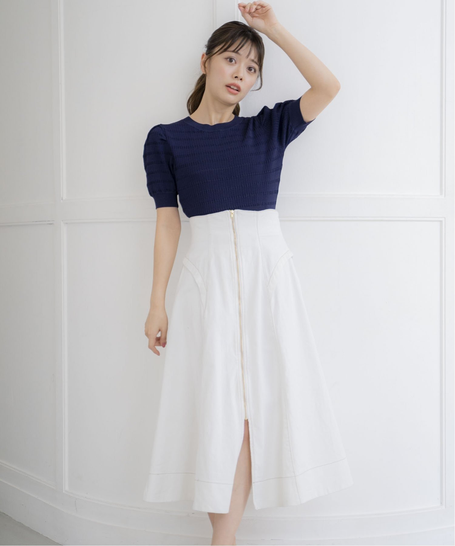 【ノエラ/Noela】のジップデザインスカート インテリア・キッズ・メンズ・レディースファッション・服の通販 founy(ファニー) 　ファッション　Fashion　レディースファッション　Ladies' Fashion Online　スカート　Skirt　スリット　Slit　フィット　Fit　フレア　Flare　ポケット　Pocket　ヨーク　Yoke　切替　Switching　オフホワイト|ID: prp329100004596962 ipo3291000000032670159