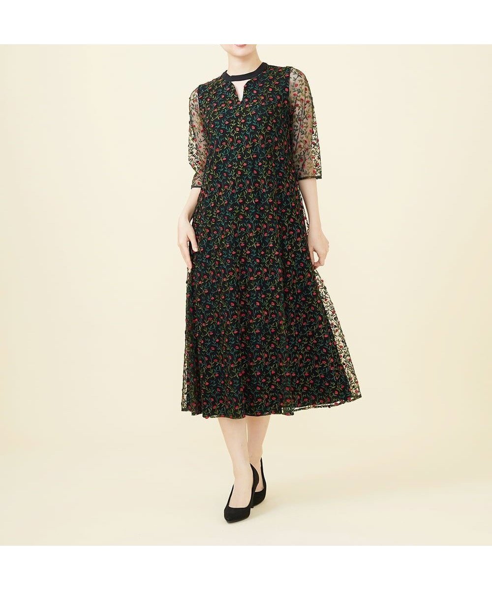 【シビラ/SYBILLA】のスピンクルフラワー刺繍チュールドレス 人気、トレンドファッション・服の通販 founy(ファニー) 　ファッション　Fashion　レディースファッション　Ladies' Fashion Online　ワンピース　Dress　ドレス　Party Dresses　エレガント 上品　Elegant　サテン　Satin　チュール　Tulle　デコルテ　Decolletage　ドレス　Dress　 other-1|ID: prp329100004596973 ipo3291000000032670418