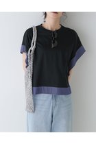 【ヒューマンウーマン/HUMAN WOMAN】の異素材コンビカットソー ネイビー|ID: prp329100004597046 ipo3291000000032671235