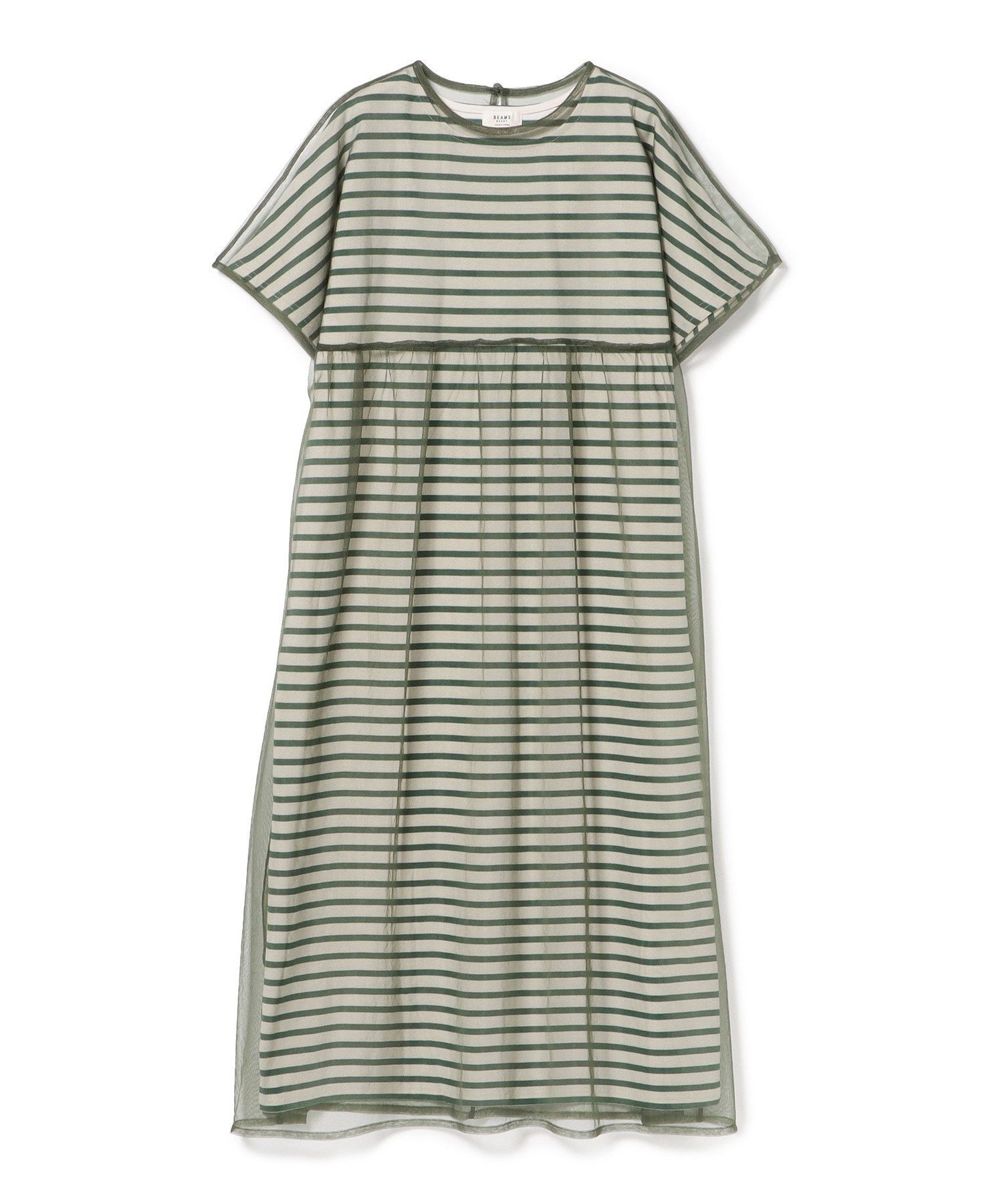 【ビームス ハート/BEAMS HEART】のレイヤード ボーダーワンピース(セットアイテム) インテリア・キッズ・メンズ・レディースファッション・服の通販 founy(ファニー) 　ファッション　Fashion　レディースファッション　Ladies' Fashion Online　ワンピース　Dress　インナー　Inner　シンプル　Simple　タンク　Tank　チュール　Tulle　デニム　Denim　トレンド　Trend　フレア　Flare　ボーダー　Border　今季　This Season　夏　Summer　定番　Standard　DARK GREEN×GREEN|ID: prp329100004597048 ipo3291000000032671265