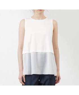 【アマカ/AMACA】の布帛コンビノースリーブカットソー 人気、トレンドファッション・服の通販 founy(ファニー) ファッション Fashion レディースファッション Ladies' Fashion Online トップス・カットソー Tops/Tshirt キャミソール / ノースリーブ No Sleeves カットソー Cut and Sewn おすすめ Recommend インド India カーディガン Cardigan シルケット Mercerization ジャケット Jacket ジャージー Jersey ブライト Bright |ID:prp329100004597052