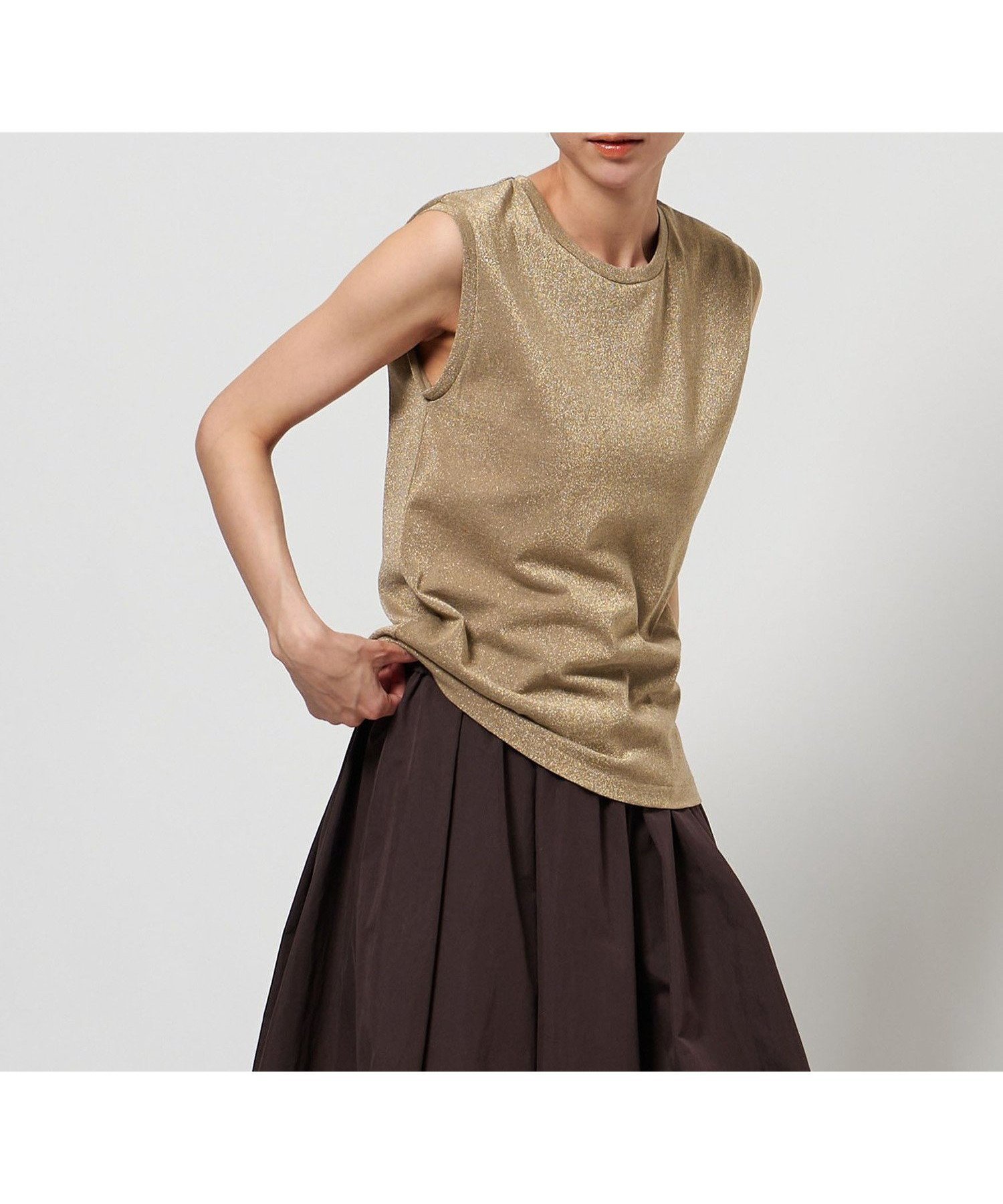 【ユナイテッドアローズ/UNITED ARROWS】のラメ ノースリーブ カットソー 人気、トレンドファッション・服の通販 founy(ファニー) 　ファッション　Fashion　レディースファッション　Ladies' Fashion Online　トップス・カットソー　Tops/Tshirt　キャミソール / ノースリーブ　No Sleeves　カットソー　Cut and Sewn　インナー　Inner　カットソー　Cut And Sew　キャミソール　Camisole　ギャザー　Gather　コンパクト　Compact　シンプル　Simple　ノースリーブ　No Sleeve　ワイド　Wide　エレガント 上品　Elegant　 other-1|ID: prp329100004597087 ipo3291000000032671463