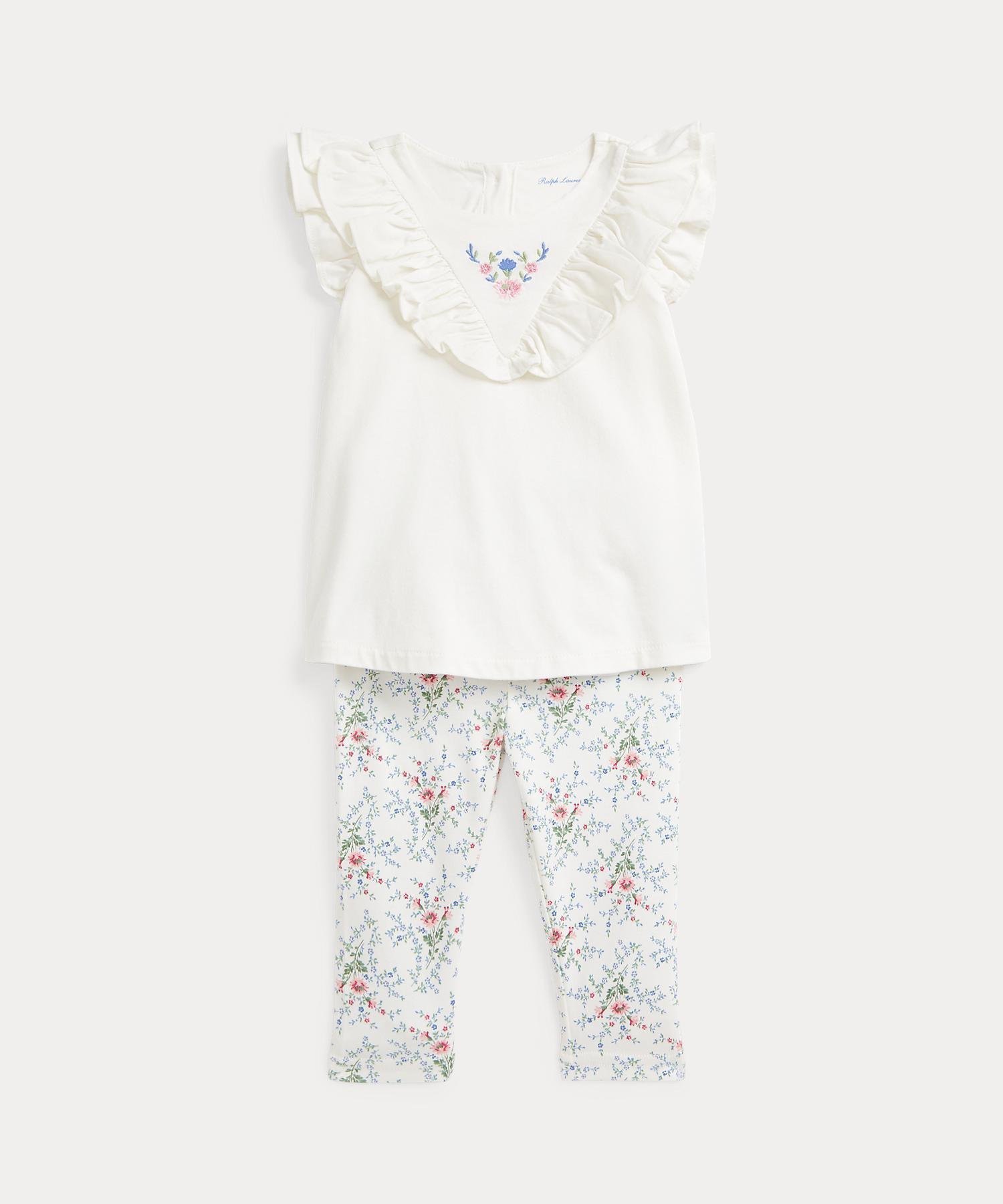 【ラルフローレン/RALPH LAUREN / KIDS】の(ベビー)フローラル コットン トップス レギンス セット 人気、トレンドファッション・服の通販 founy(ファニー) 　ファッション　Fashion　キッズファッション　KIDS Children’s Clothing　トップス・カットソー　Tops/Tees/Kids　ジャージー　Jersey　フラワー　Flower　フリル　Frills　フロント　Front　ベビー　Baby　ヨーク　Yoke　レギンス　Leggings　 other-1|ID: prp329100004597109 ipo3291000000032671605