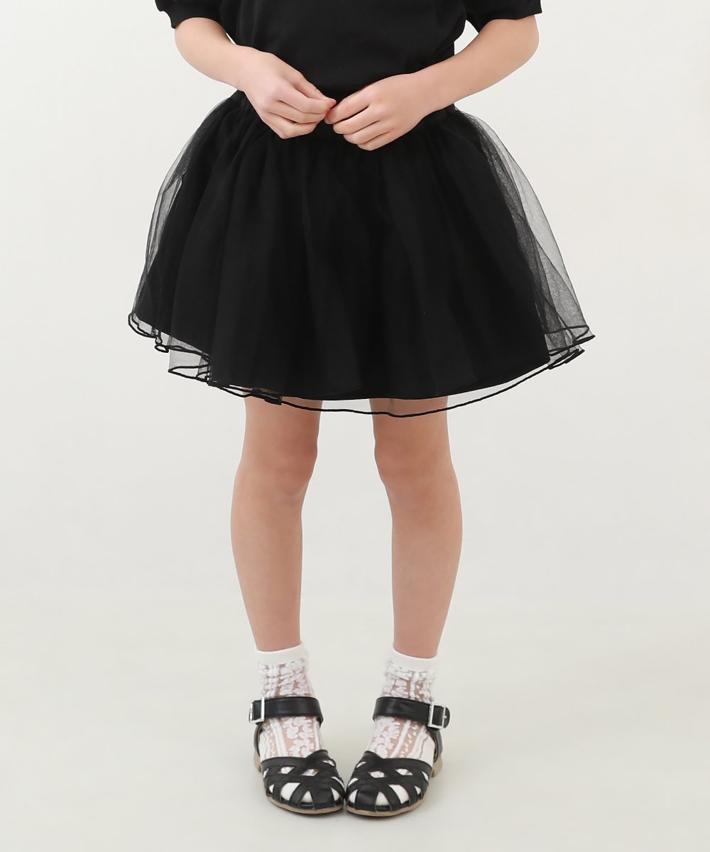 【デビロック/devirock / KIDS】の1分丈 ボリュームチュールスカッツ ボトムス スカート スカッツ 1分丈スカッツ インテリア・キッズ・メンズ・レディースファッション・服の通販 founy(ファニー) 　ファッション　Fashion　キッズファッション　KIDS Children’s Clothing　ボトムス　Bottoms/Kids　インディゴ　Indigo　インナー　Inner　スニーカー　Sneakers　チュール　Tulle　おすすめ　Recommend　ブラック|ID: prp329100004597156 ipo3291000000032672032