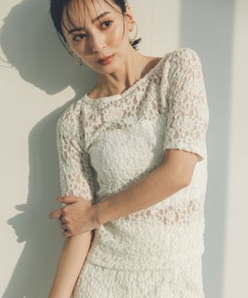 【アニュアンス/anuans】 シュリンクレースボートネックトップス人気、トレンドファッション・服の通販 founy(ファニー) ファッション Fashion レディースファッション Ladies' Fashion Online トップス・カットソー Tops/Tshirt スリーブ Sleeve デコルテ Decolletage ハーフ Half ベーシック Basic レース Race エレガント 上品 Elegant |ID:prp329100004597219