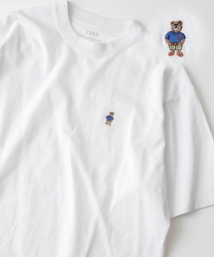 【コーエン/COEN】のUSAコットンワンポイントベア刺繍Tシャツ インテリア・キッズ・メンズ・レディースファッション・服の通販 founy(ファニー) https://founy.com/ ファッション Fashion レディースファッション Ladies' Fashion Online トップス・カットソー Tops/Tshirt シャツ/ブラウス Shirts/Blouses ロング / Tシャツ T-Shirts おすすめ Recommend シンプル Simple ワンポイント One Point 半袖 Short Sleeve 夏 Summer 春 Spring S/S・春夏 Ss・Spring/Summer 無地 Plain Color |ID: prp329100004597229 ipo3291000000032672864