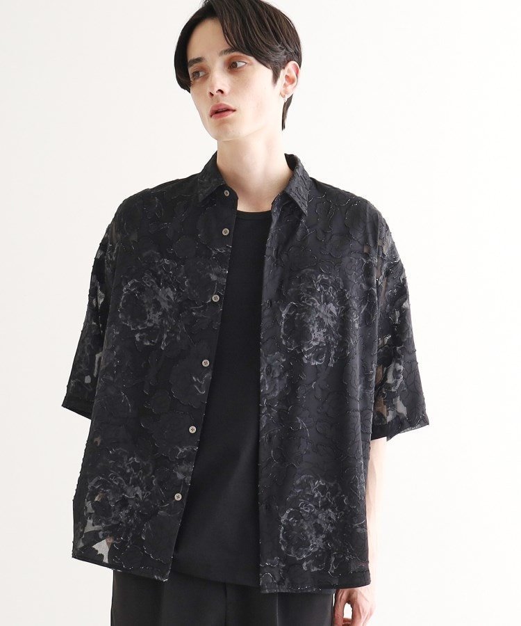【ティーケー/tk TAKEO KIKUCHI / MEN】のシアージャカードフラワーシャツ インテリア・キッズ・メンズ・レディースファッション・服の通販 founy(ファニー) 　ファッション　Fashion　メンズファッション　Men's Style Online　ブラック|ID: prp329100004597265 ipo3291000000032673352