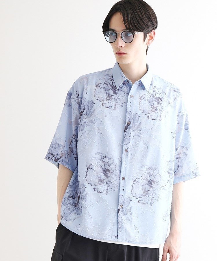 【ティーケー/tk TAKEO KIKUCHI / MEN】のシアージャカードフラワーシャツ インテリア・キッズ・メンズ・レディースファッション・服の通販 founy(ファニー) 　ファッション　Fashion　メンズファッション　Men's Style Online　ブルー|ID: prp329100004597265 ipo3291000000032673353