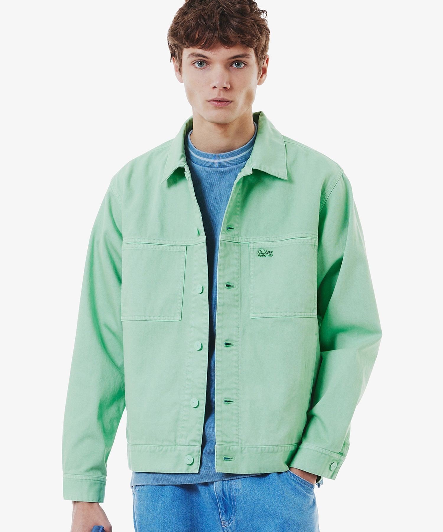 【ラコステ/LACOSTE】の11.5oz ボックスカラーデニムジャケット インテリア・キッズ・メンズ・レディースファッション・服の通販 founy(ファニー) 　ファッション　Fashion　レディースファッション　Ladies' Fashion Online　アウター　Coat Outerwear　ジャケット　Jackets　デニムジャケット　Denim Jackets　ジャケット　Jacket　セットアップ　Set Up　デニム　Denim　フィット　Fit　ベーシック　Basic　ボックス　Box　モダン　Modern　定番　Standard　春　Spring　グリーン|ID: prp329100004597280 ipo3291000000032673474