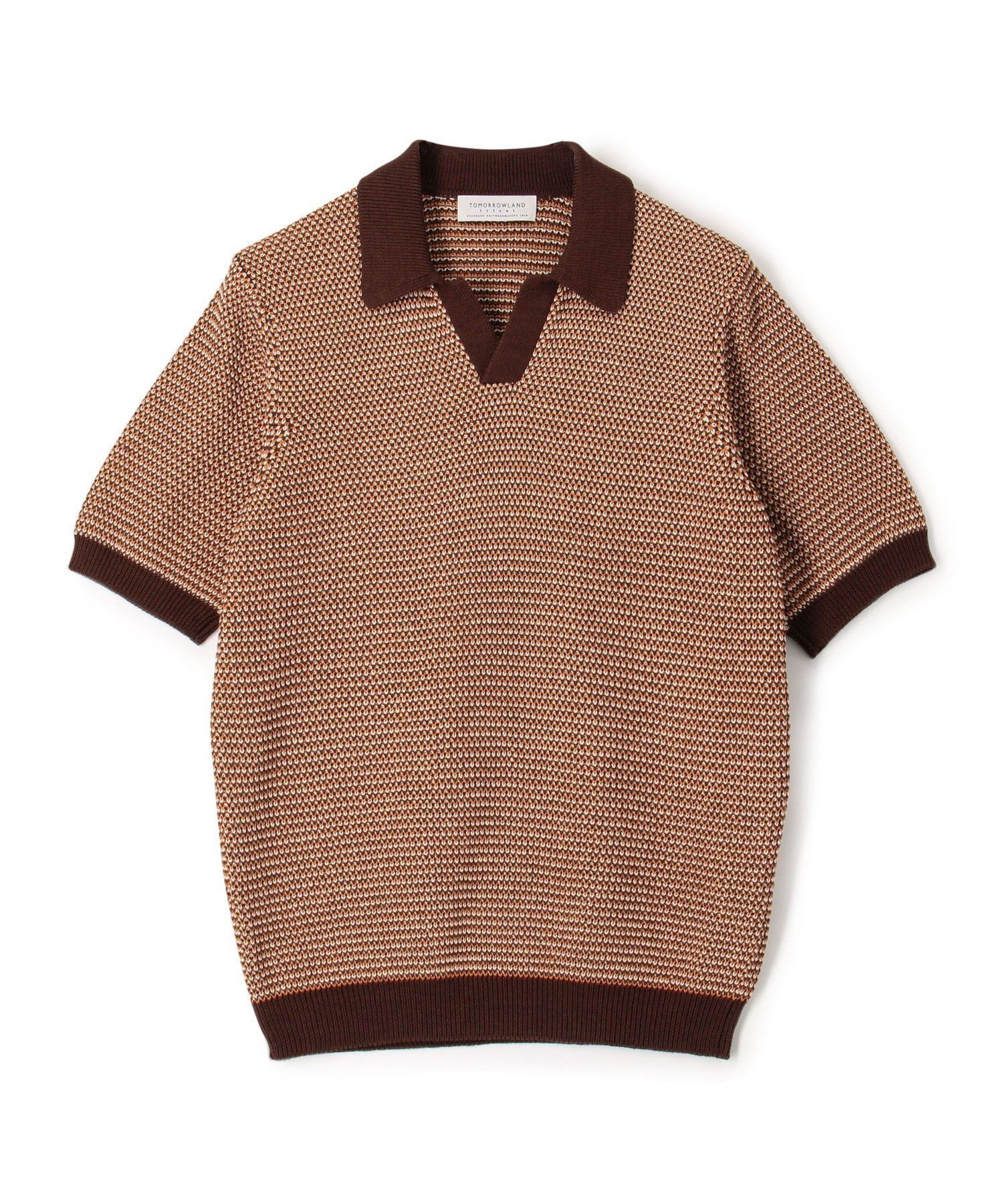 【トゥモローランド/TOMORROWLAND / MEN】のTOMORROWLAND Tricot マーセライズコットン ハーフスリーブ プルオーバーニット インテリア・キッズ・メンズ・レディースファッション・服の通販 founy(ファニー) 　ファッション　Fashion　メンズファッション　Men's Style Online　トップス・カットソー　Tops/Tshirt/Men　ニット　Knit Tops　スキッパー　Skipper　スリーブ　Sleeve　ハーフ　Half　ボーダー　Border　ミドル　Middle　半袖　Short Sleeve　夏　Summer　48 ダークブラウン系|ID: prp329100004597301 ipo3291000000032673712