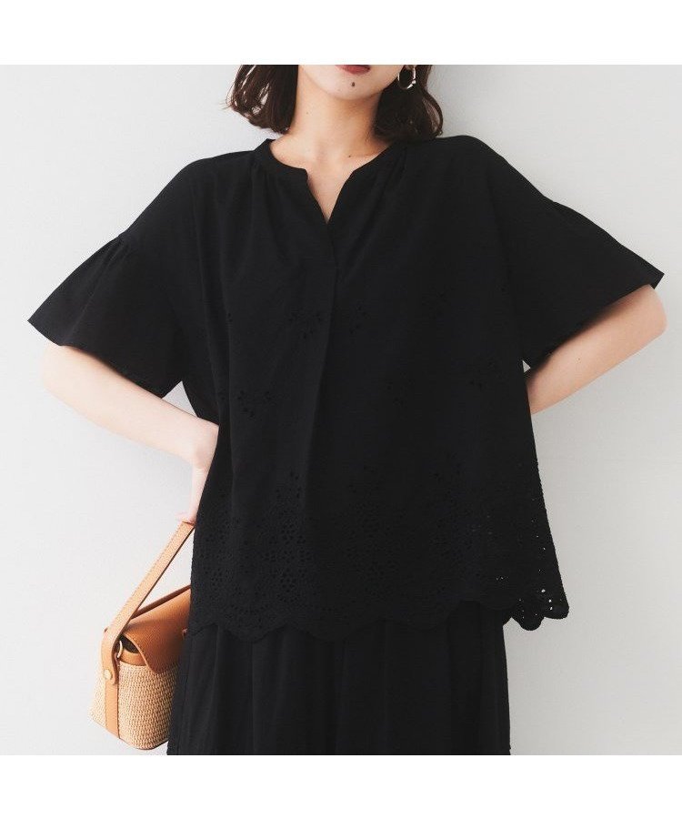 【アンタイトル/UNTITLED】の【セットアップ可/コットン100】スカラップ刺繍ブラウス インテリア・キッズ・メンズ・レディースファッション・服の通販 founy(ファニー) 　ファッション　Fashion　レディースファッション　Ladies' Fashion Online　トップス・カットソー　Tops/Tshirt　シャツ/ブラウス　Shirts/Blouses　スカラップ　Scalloped　セットアップ　Set Up　ボトム　Bottom　ブラック|ID: prp329100004597337 ipo3291000000032674074