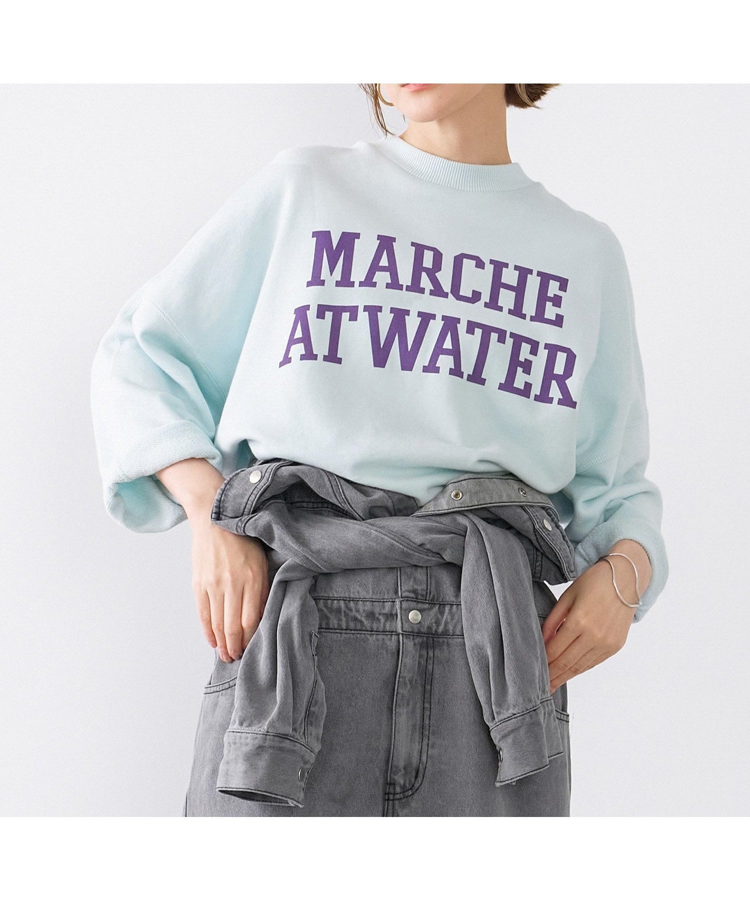 【マイカ ディール/MICA & DEAL】のワイドスリーブロゴスウェット インテリア・キッズ・メンズ・レディースファッション・服の通販 founy(ファニー) 　ファッション　Fashion　レディースファッション　Ladies' Fashion Online　トップス・カットソー　Tops/Tshirt　パーカ　Sweats　スウェット　Sweat　春　Spring　スウェット　Sweat　ループ　Loop　SAXE|ID: prp329100004597344 ipo3291000000032674127