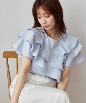 【ミスティ ウーマン/mysty woman】の【WEB限定】メニーフリルブラウス 人気、トレンドファッション・服の通販 founy(ファニー) ファッション Fashion レディースファッション Fashion for Women トップス・カットソー Cut & Sew Tops シャツ・ブラウス・オフィスカジュアル Elegant Blouses & Button-Ups ダウン Down, Puffer デニム Denim, Jeans Material フェミニン Feminine, Girly フリル Frill, Ruffle フロント Front, Front Design リネン Linen, Linen Fabric |ID:prp329100004597368