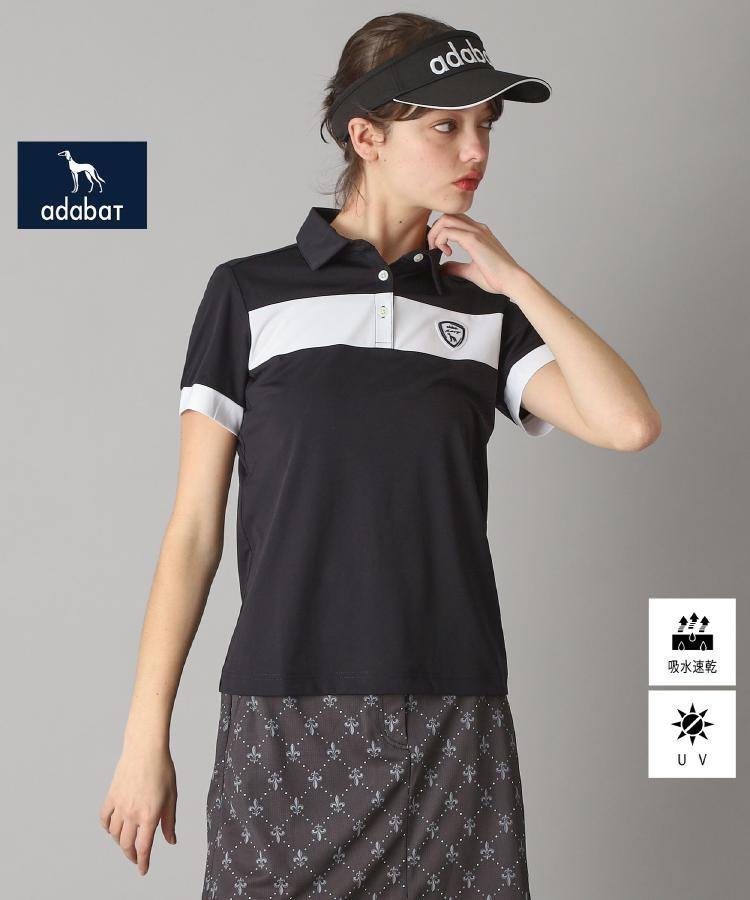 【アダバット/adabat】の【新レーベル ADABAT NAVY】UVカット/吸水速乾 カラーブロックポロシャツ インテリア・キッズ・メンズ・レディースファッション・服の通販 founy(ファニー) 　ファッション　Fashion　レディースファッション　Ladies' Fashion Online　トップス・カットソー　Tops/Tshirt　シャツ/ブラウス　Shirts/Blouses　ポロシャツ　Polo Shirts　ゴルフ　Golf　シンプル　Simple　スタイリッシュ　Stylish　フォルム　Form　ブロック　Block　ポロシャツ　Polo Shirt　エレガント 上品　Elegant　半袖　Short Sleeve　吸水　Water Absorption　無地　Plain Color　ブラック|ID: prp329100004597371 ipo3291000000032674408