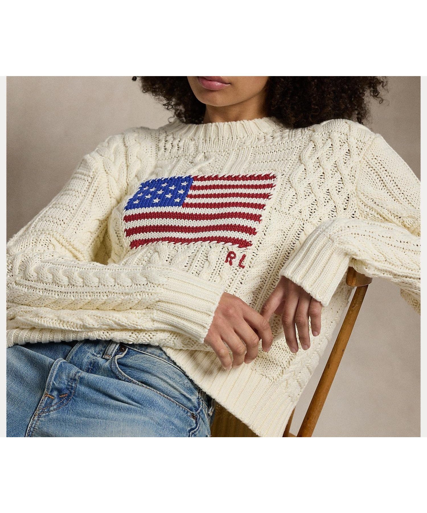 【ラルフローレン/RALPH LAUREN】のアランニット フラッグ コットン セーター インテリア・キッズ・メンズ・レディースファッション・服の通販 founy(ファニー) 　ファッション　Fashion　レディースファッション　Ladies' Fashion Online　トップス・カットソー　Tops/Tshirt　ニット　Knit Tops　アメリカン　American　カフス　Cuffs　ショルダー　Shoulder　セーター　Sweater　ドロップ　Drop　パッチワーク　Patchwork　フィット　Fit　フロント　Front　ボーダー　Border　リブニット　Rib Knit　手編み　Hand Knitting　長袖　Long Sleeve　101ナチュラル|ID: prp329100004597567 ipo3291000000032676754