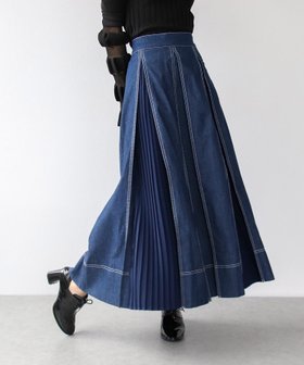 【スリーフォータイム/Three Four Time】のThree Four Time/タックプリーツスカート 人気、トレンドファッション・服の通販 founy(ファニー) ファッション Fashion レディースファッション Ladies' Fashion Online スカート Skirt プリーツスカート Pleated Skirts コンパクト Compact スウェット Sweat デニム Denim プリーツ Pleats |ID:prp329100004597608