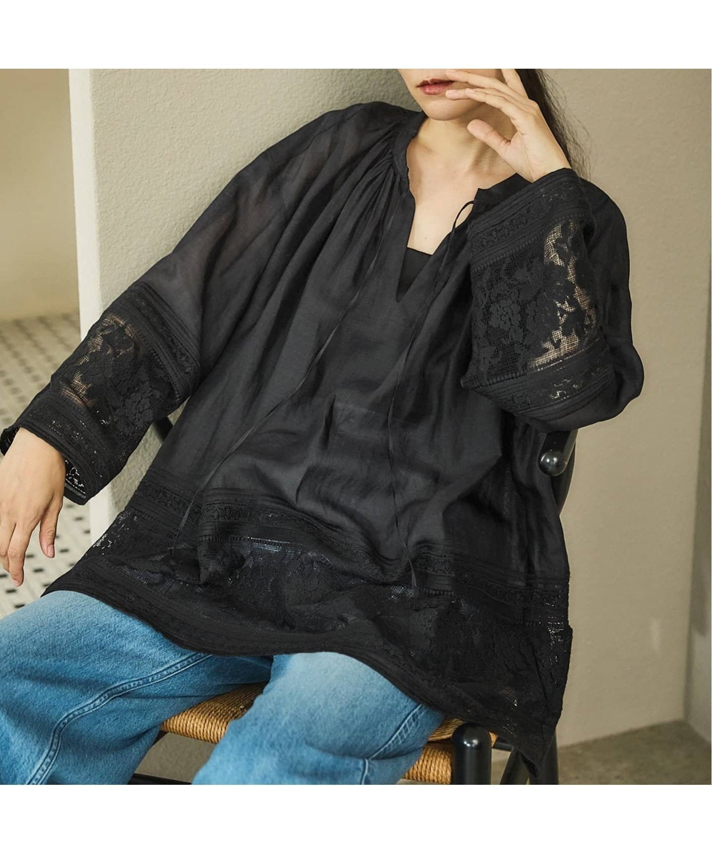 【イエナ/IENA】のラミーチャーチブラウス インテリア・キッズ・メンズ・レディースファッション・服の通販 founy(ファニー) 　ファッション　Fashion　レディースファッション　Ladies' Fashion Online　トップス・カットソー　Tops/Tshirt　シャツ/ブラウス　Shirts/Blouses　2025年　2025　2025-2026秋冬・A/W　Aw/Autumn/Winter/Fw/Fall/2025-2026　アンティーク　Antique　ギャザー　Gather　モダン　Modern　ヴィンテージ　Vintage　エレガント 上品　Elegant　ブラック|ID: prp329100004597621 ipo3291000000032677386