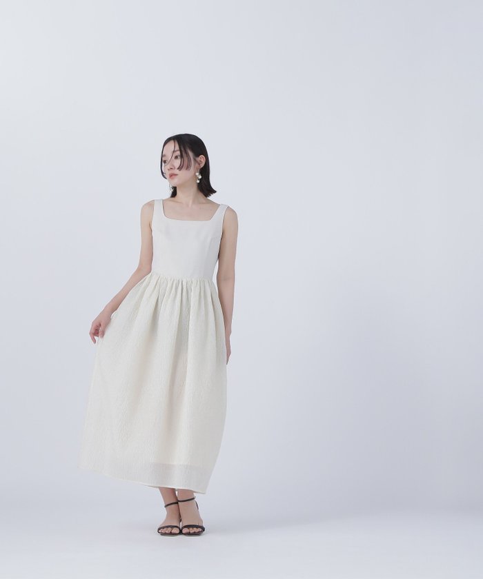 【ナチュラル ビューティー ベーシック/NATURAL BEAUTY BASIC】のジャガードドッキングフォルムワンピース インテリア・キッズ・メンズ・レディースファッション・服の通販 founy(ファニー) https://founy.com/ ファッション Fashion レディースファッション Ladies' Fashion Online ワンピース Dress シアー Sheer スクエア Square ツイル Twill ドレス Dress フレア Flare |ID: prp329100004597625 ipo3291000000032677447
