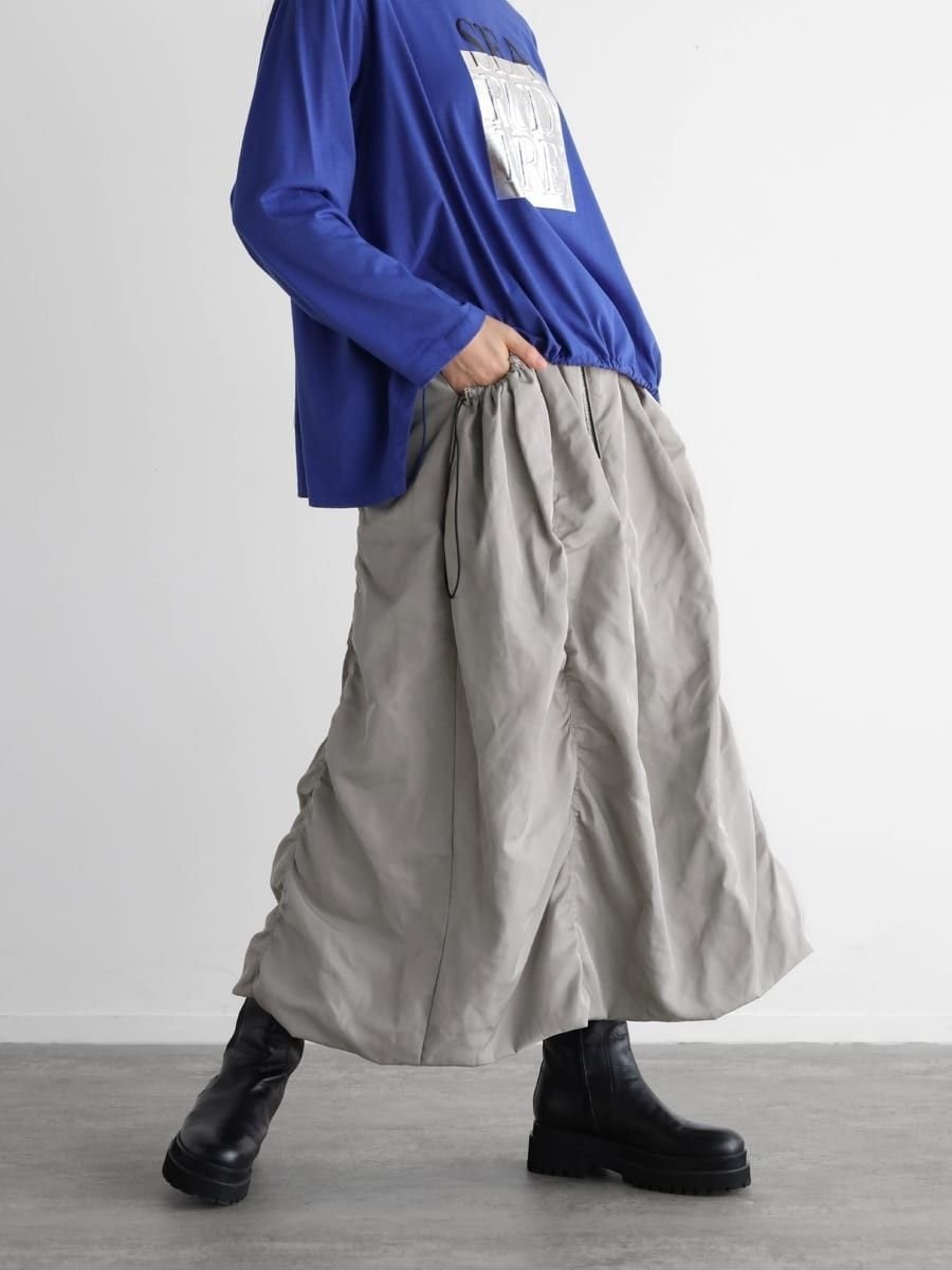 【ラシュッド/LASUD】のシャーリングバルーンスカート インテリア・キッズ・メンズ・レディースファッション・服の通販 founy(ファニー) 　ファッション　Fashion　レディースファッション　Fashion for Women　スカート　Skirts　シャーリング　Shirring, Ruched　シンプル　Simple, Minimal　バルーン　Balloon, Balloon Silhouette　グレー|ID: prp329100004597631 ipo3291000000032677580