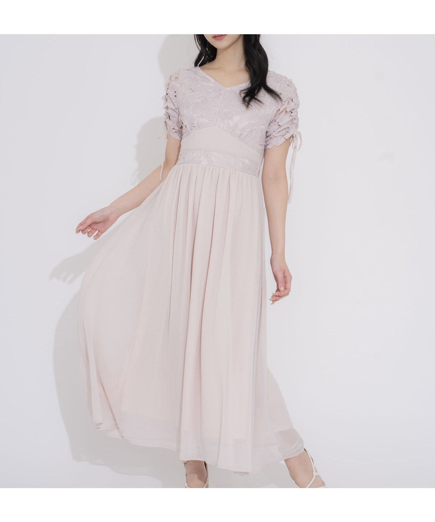 【ノエラ/Noela】の【WEB限定】レースシアーロングワンピース インテリア・キッズ・メンズ・レディースファッション・服の通販 founy(ファニー) 　ファッション　Fashion　レディースファッション　Ladies' Fashion Online　ワンピース　Dress　シアー　Sheer　スリーブ　Sleeve　デコルテ　Decolletage　フレンチ　French　ポケット　Pocket　リボン　Ribbon　レース　Race　半袖　Short Sleeve　夏　Summer　春　Spring　S/S・春夏　Ss・Spring/Summer　ピンク|ID: prp329100004597685 ipo3291000000032678212