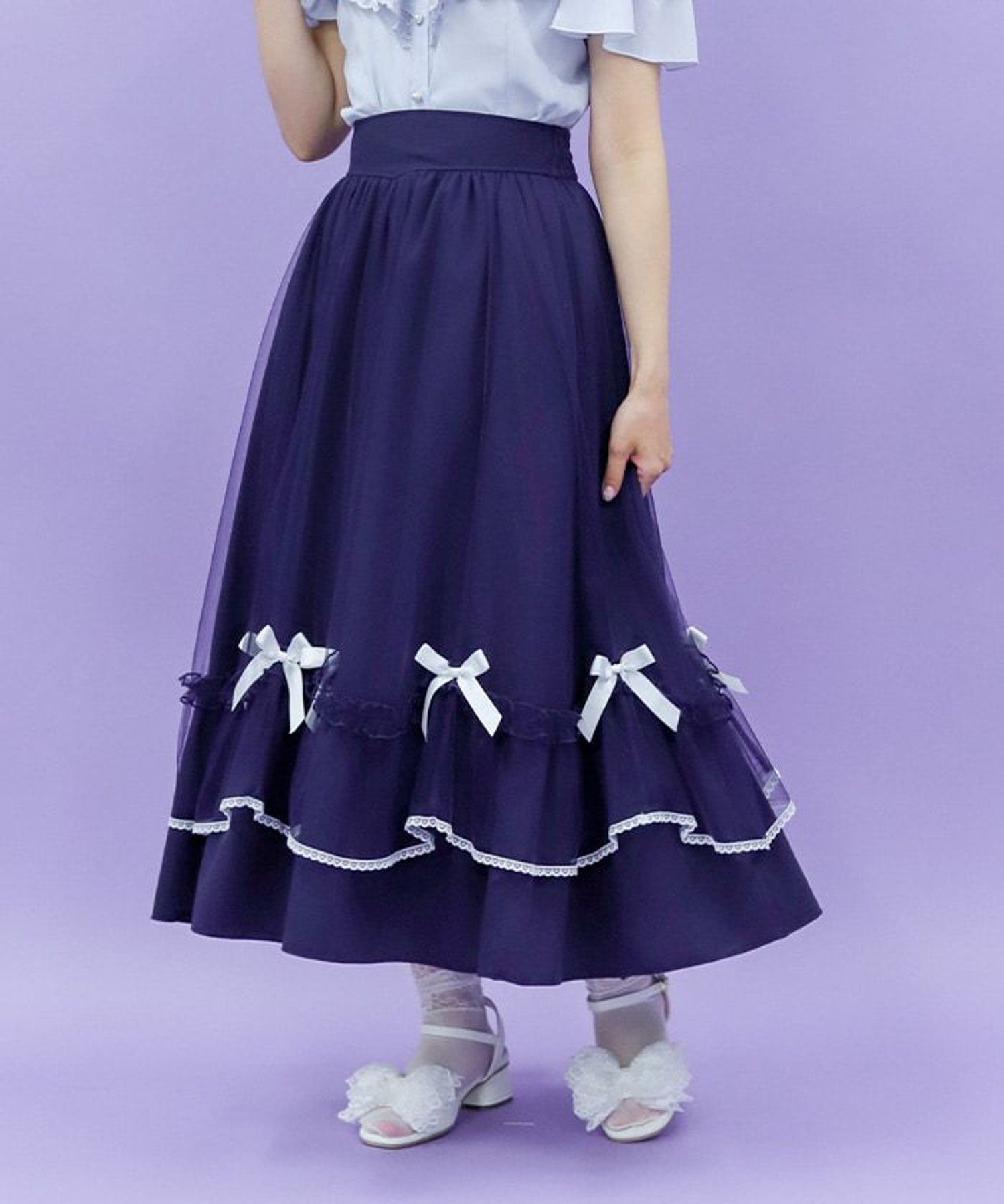 【アクシーズファム/axes femme】のマリンチュールリボンスカート インテリア・キッズ・メンズ・レディースファッション・服の通販 founy(ファニー) 　ファッション　Fashion　レディースファッション　Ladies' Fashion Online　スカート　Skirt　おすすめ　Recommend　チュール　Tulle　リボン　Ribbon　ロマンティック　Romantic　夏　Summer　紺|ID: prp329100004597686 ipo3291000000032678222