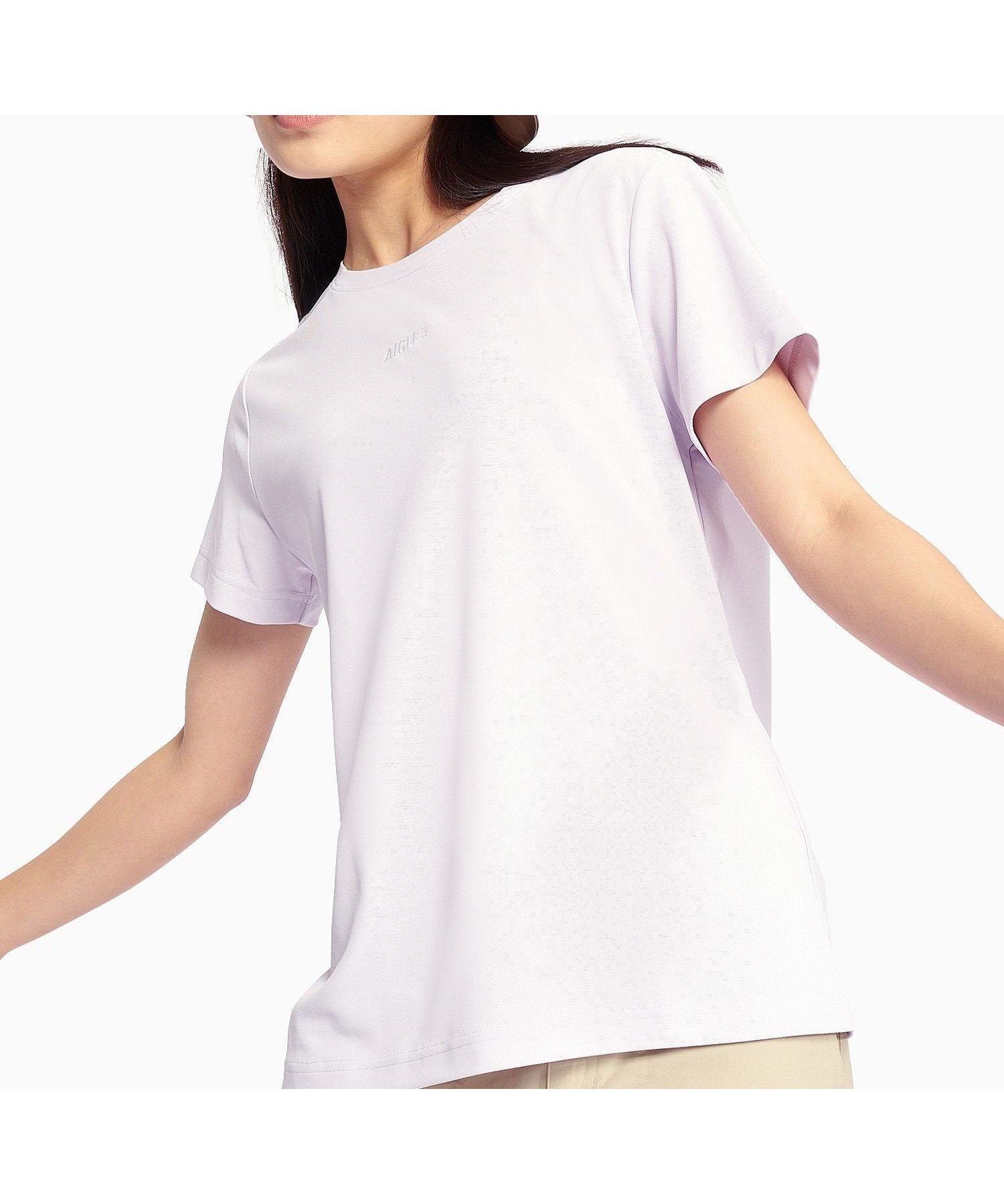 【エーグル/AIGLE】の接触冷感ロゴプリントTシャツ インテリア・キッズ・メンズ・レディースファッション・服の通販 founy(ファニー) 　ファッション　Fashion　レディースファッション　Ladies' Fashion Online　トップス・カットソー　Tops/Tshirt　シャツ/ブラウス　Shirts/Blouses　ロング / Tシャツ　T-Shirts　フロント　Front　プリント　Print　ラウンド　Round　エレガント 上品　Elegant　半袖　Short Sleeve　吸水　Water Absorption　夏　Summer　定番　Standard　パープル|ID: prp329100004597709 ipo3291000000032678527