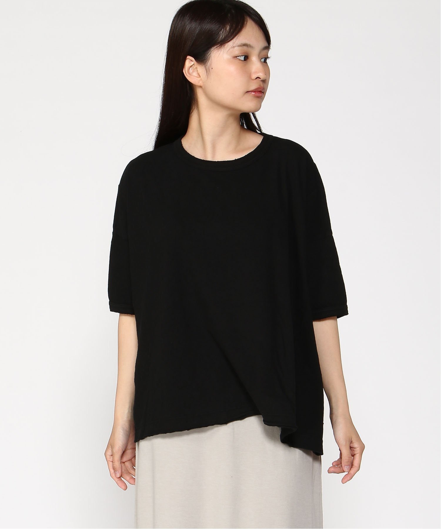 【パドカレ/pas de calais】のpas de calais リサイクル天竺 無地 ワイド オーバーサイズ カットソー インテリア・キッズ・メンズ・レディースファッション・服の通販 founy(ファニー) 　ファッション　Fashion　レディースファッション　Ladies' Fashion Online　トップス・カットソー　Tops/Tshirt　カットソー　Cut and Sewn　カットオフ　Cut Off　カットソー　Cut And Sew　テレコ　Tereko　ワイド　Wide　無地　Plain Color　クロ|ID: prp329100004597741 ipo3291000000032678898