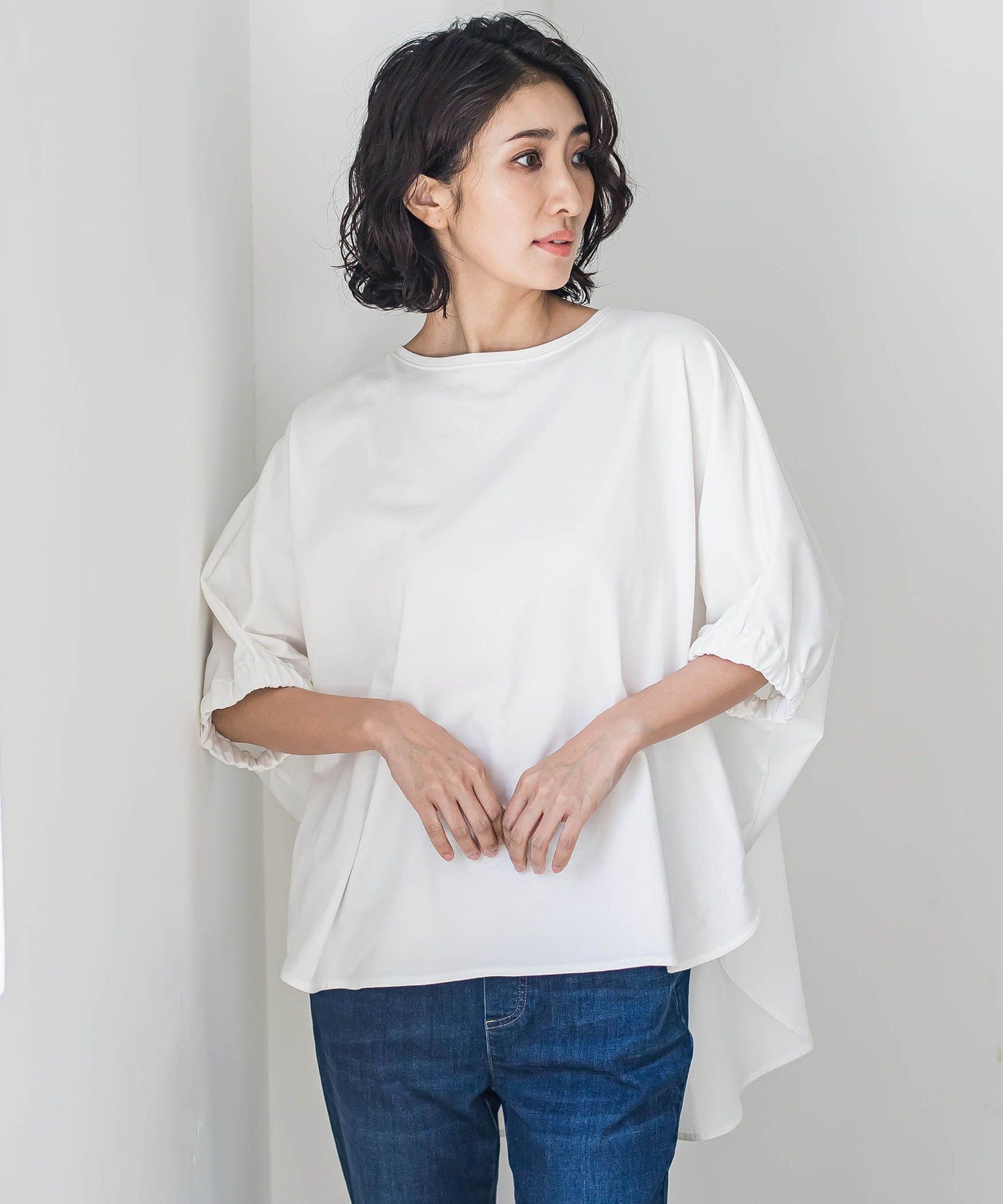【ラ エフ/Laf…】の【biyori】異素材ドルマンプルオーバー≪手洗い可能≫ 人気、トレンドファッション・服の通販 founy(ファニー) 　ファッション　Fashion　レディースファッション　Ladies' Fashion Online　トップス・カットソー　Tops/Tshirt　プルオーバー　Pullover　カットソー　Cut And Sew　シンプル　Simple　タイプライター　Typewriter　ドッキング　Docking　フォルム　Form　ボトム　Bottom　 other-1|ID: prp329100004597774 ipo3291000000032679303