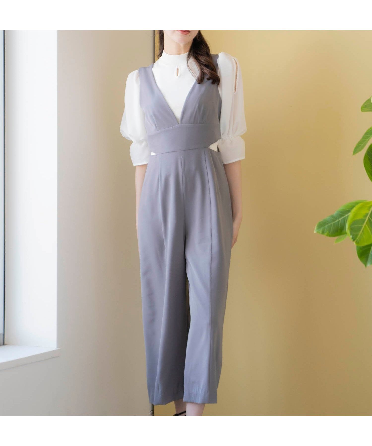 【ノエラ/Noela】のカットアウトオールインワン インテリア・キッズ・メンズ・レディースファッション・服の通販 founy(ファニー) 　ファッション　Fashion　レディースファッション　Ladies' Fashion Online　ワンピース　Dress　オールインワン ワンピース　All In One Dress　とろみ　Thickness　トレンド　Trend　ポケット　Pocket　マニッシュ　Mannish　リボン　Ribbon　グレー|ID: prp329100004597837 ipo3291000000032680046