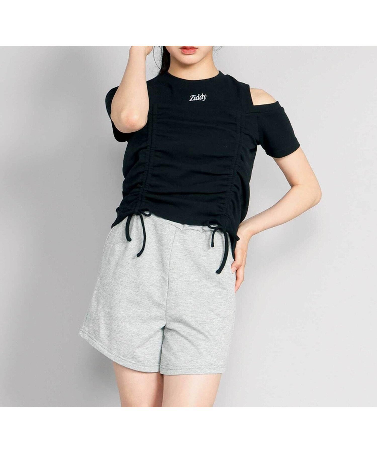 【その他のブランド/Other】の肩開きトップス ボトムセット インテリア・キッズ・メンズ・レディースファッション・服の通販 founy(ファニー) 　ファッション　Fashion　キッズファッション　KIDS Children’s Clothing　トップス・カットソー　Tops/Tees/Kids　ガーリー　Girly　コンビ　Combination　ショート　Short　セットアップ　Set Up　バランス　Balance　フロント　Front　ベーシック　Basic　ボトム　Bottom　ミックス　Mix　夏　Summer　2025年　2025　2025春夏・S/S　Ss,Spring/Summer,2025　ブラック|ID: prp329100004597870 ipo3291000000032680364