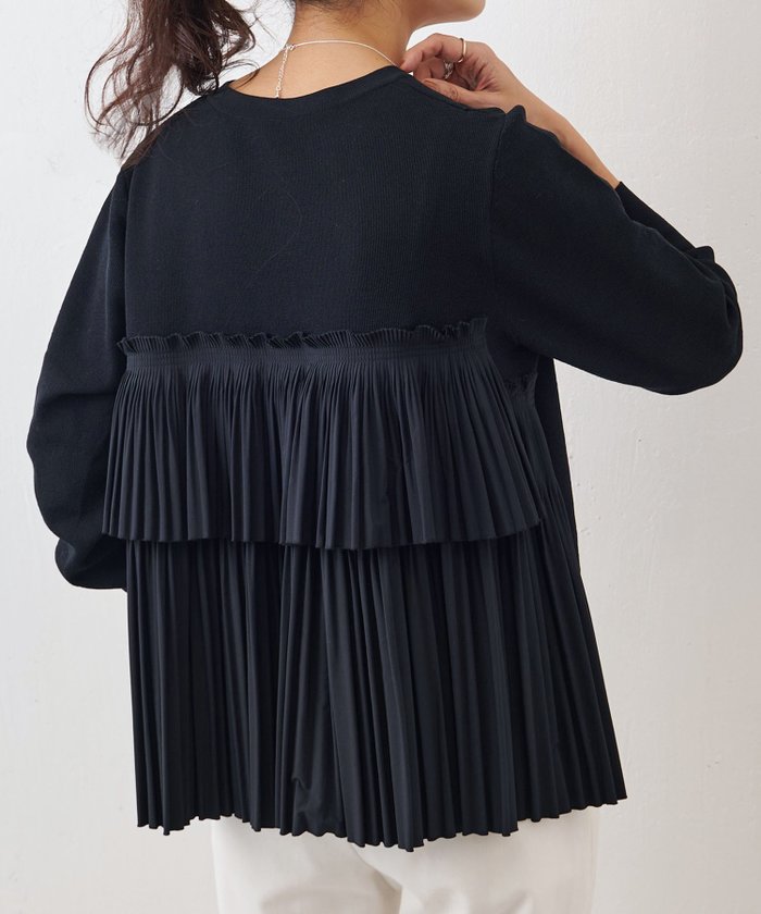 【その他のブランド/Other】のウシロプリーツニット インテリア・キッズ・メンズ・レディースファッション・服の通販 founy(ファニー) https://founy.com/ ファッション Fashion レディースファッション Fashion for Women トップス・カットソー Cut & Sew Tops ニット Knit Tops & Sweaters おすすめ Recommended / Our Picks シンプル Simple, Minimal ドッキング Docking, Mixed Material フロント Front, Front Design プリーツ Pleats, Pleated ワイド Wide, Wide Fit 春 Spring |ID: prp329100004597922 ipo3291000000032680940