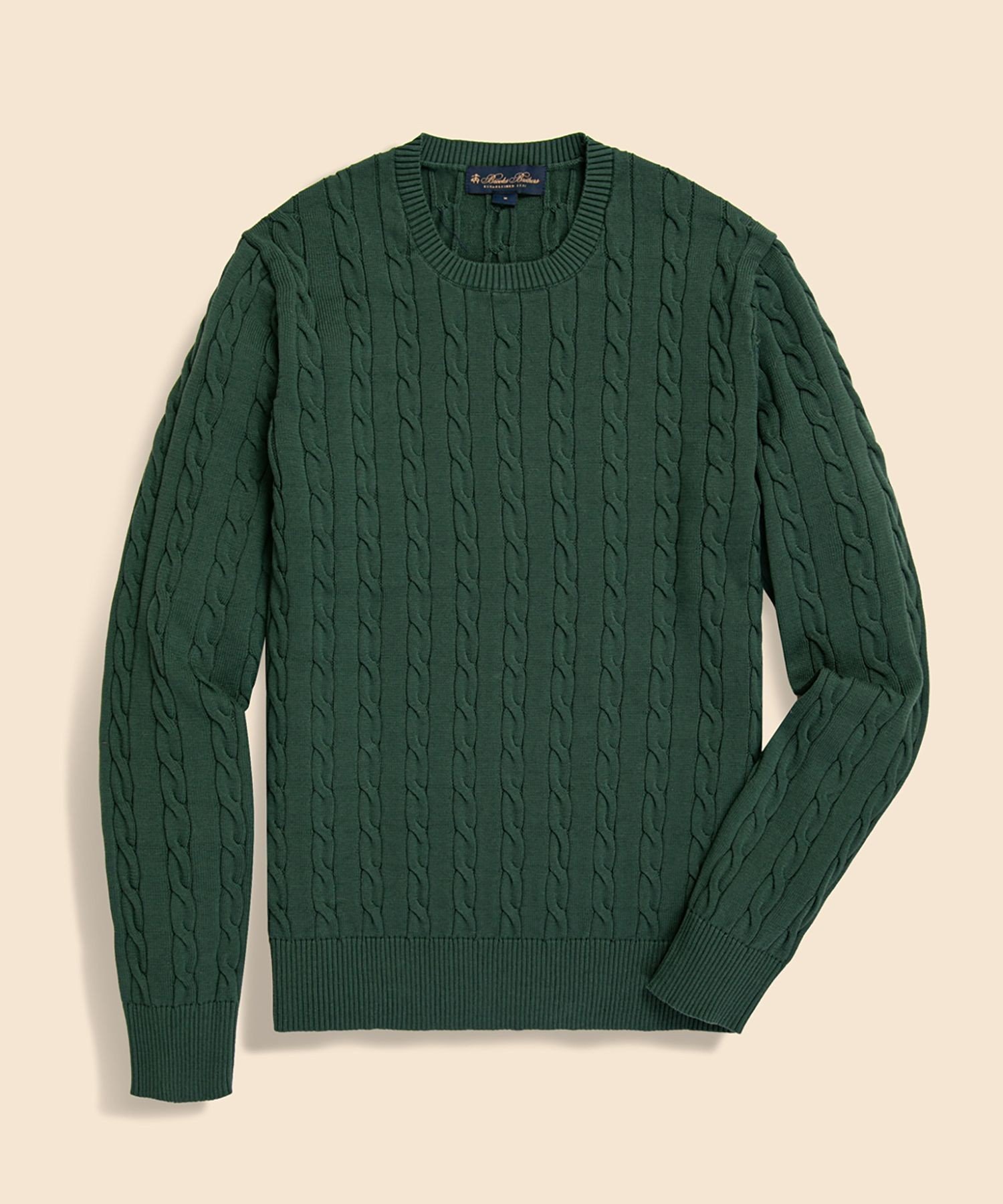 【ブルックス ブラザーズ/Brooks Brothers / MEN】のスーピマコットン ケーブル クルーネックセーター インテリア・キッズ・メンズ・レディースファッション・服の通販 founy(ファニー) 　ファッション　Fashion　メンズファッション　Men's Style Online　インナー　Inner　クラシカル　Classical　ジャケット　Jacket　スマート　Smart　スーツ　Suit　セーター　Sweater　デニム　Denim　トレンド　Trend　グリーン|ID: prp329100004598045 ipo3291000000032681966
