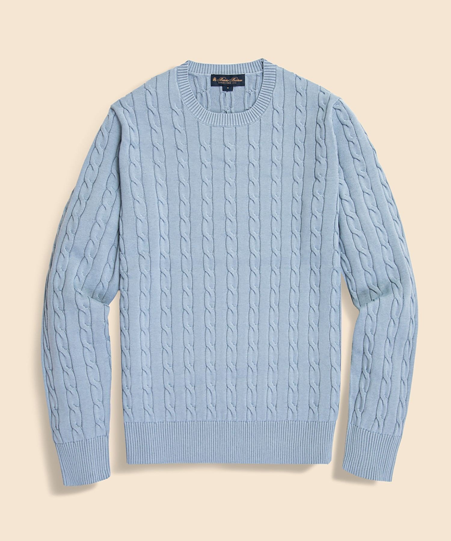 【ブルックス ブラザーズ/Brooks Brothers / MEN】のスーピマコットン ケーブル クルーネックセーター インテリア・キッズ・メンズ・レディースファッション・服の通販 founy(ファニー) 　ファッション　Fashion　メンズファッション　Men's Style Online　インナー　Inner　クラシカル　Classical　ジャケット　Jacket　スマート　Smart　スーツ　Suit　セーター　Sweater　デニム　Denim　トレンド　Trend　ブルー|ID: prp329100004598045 ipo3291000000032681967