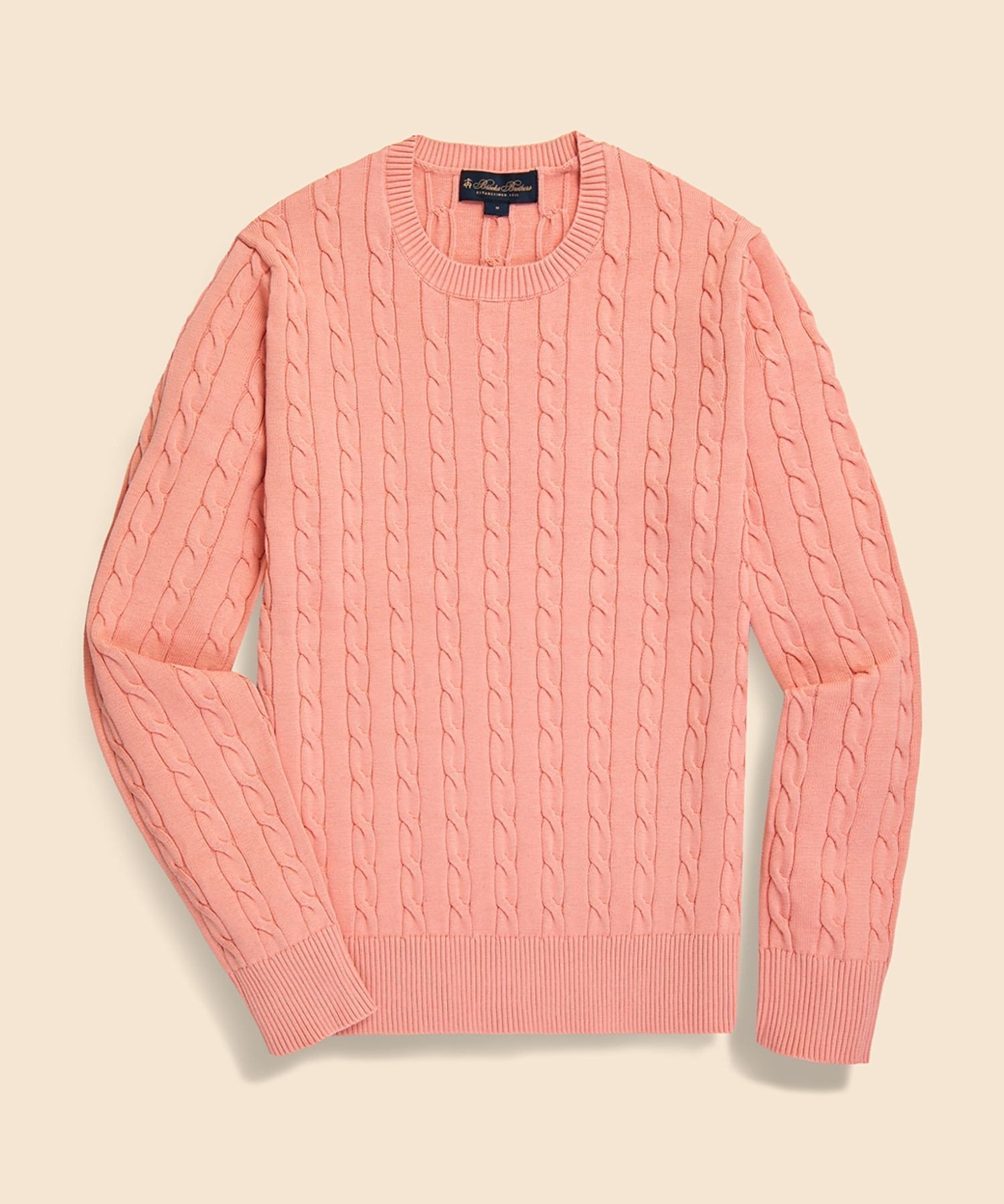 【ブルックス ブラザーズ/Brooks Brothers / MEN】のスーピマコットン ケーブル クルーネックセーター インテリア・キッズ・メンズ・レディースファッション・服の通販 founy(ファニー) 　ファッション　Fashion　メンズファッション　Men's Style Online　インナー　Inner　クラシカル　Classical　ジャケット　Jacket　スマート　Smart　スーツ　Suit　セーター　Sweater　デニム　Denim　トレンド　Trend　ピンク|ID: prp329100004598045 ipo3291000000032681969