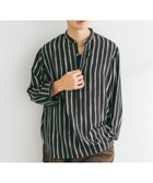 【エディフィス/EDIFICE / MEN】のストライプ ドレーピー 8分袖 バンドカラープルオーバーシャツ ブラック|ID: prp329100004598049 ipo3291000000032681995