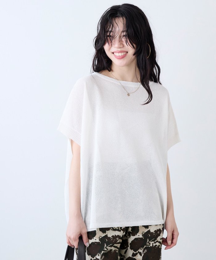 【マイカ ディール/MICA & DEAL】のシアーハーフスリーブニット インテリア・キッズ・メンズ・レディースファッション・服の通販 founy(ファニー) https://founy.com/ ファッション Fashion レディースファッション Ladies' Fashion Online トップス・カットソー Tops/Tshirt ニット Knit Tops コンパクト Compact リラックス Relax 夏 Summer 軽量 Lightweight |ID: prp329100004598117 ipo3291000000032682598