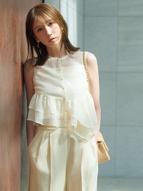 【セルフォード/CELFORD】のラッフルペプラムシアーブラウス 人気、トレンドファッション・服の通販 founy(ファニー) ファッション Fashion レディースファッション Fashion for Women トップス・カットソー Cut & Sew Tops シャツ・ブラウス・オフィスカジュアル Elegant Blouses & Button-Ups オーガンジー Organza Fabric ギャザー Gathered, Ruffled バランス Balance, Style Balance フォルム Silhouette, Form エレガント 上品 Elegant |ID:prp329100004598120