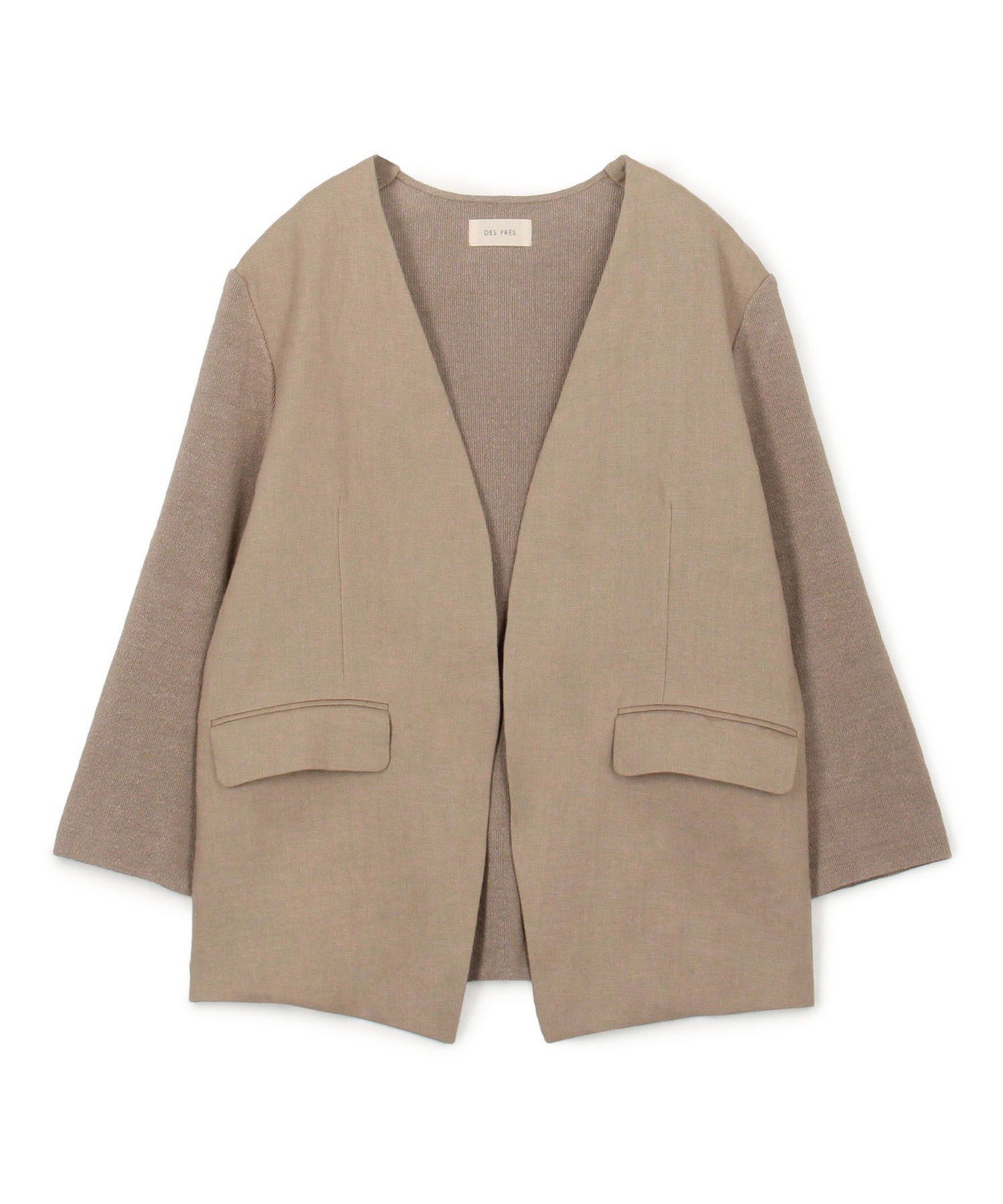 【トゥモローランド/TOMORROWLAND】のファブリックコンビ Vカラージャケット インテリア・キッズ・メンズ・レディースファッション・服の通販 founy(ファニー) 　ファッション　Fashion　レディースファッション　Ladies' Fashion Online　アウター　Coat Outerwear　ジャケット　Jackets　カッティング　Cutting　カーディガン　Cardigan　コンビ　Combination　ジャケット　Jacket　スリーブ　Sleeve　バランス　Balance　フランス　France　フロント　Front　リネン　Linen　リラックス　Relax　43 ベージュ|ID: prp329100004598122 ipo3291000000032682636