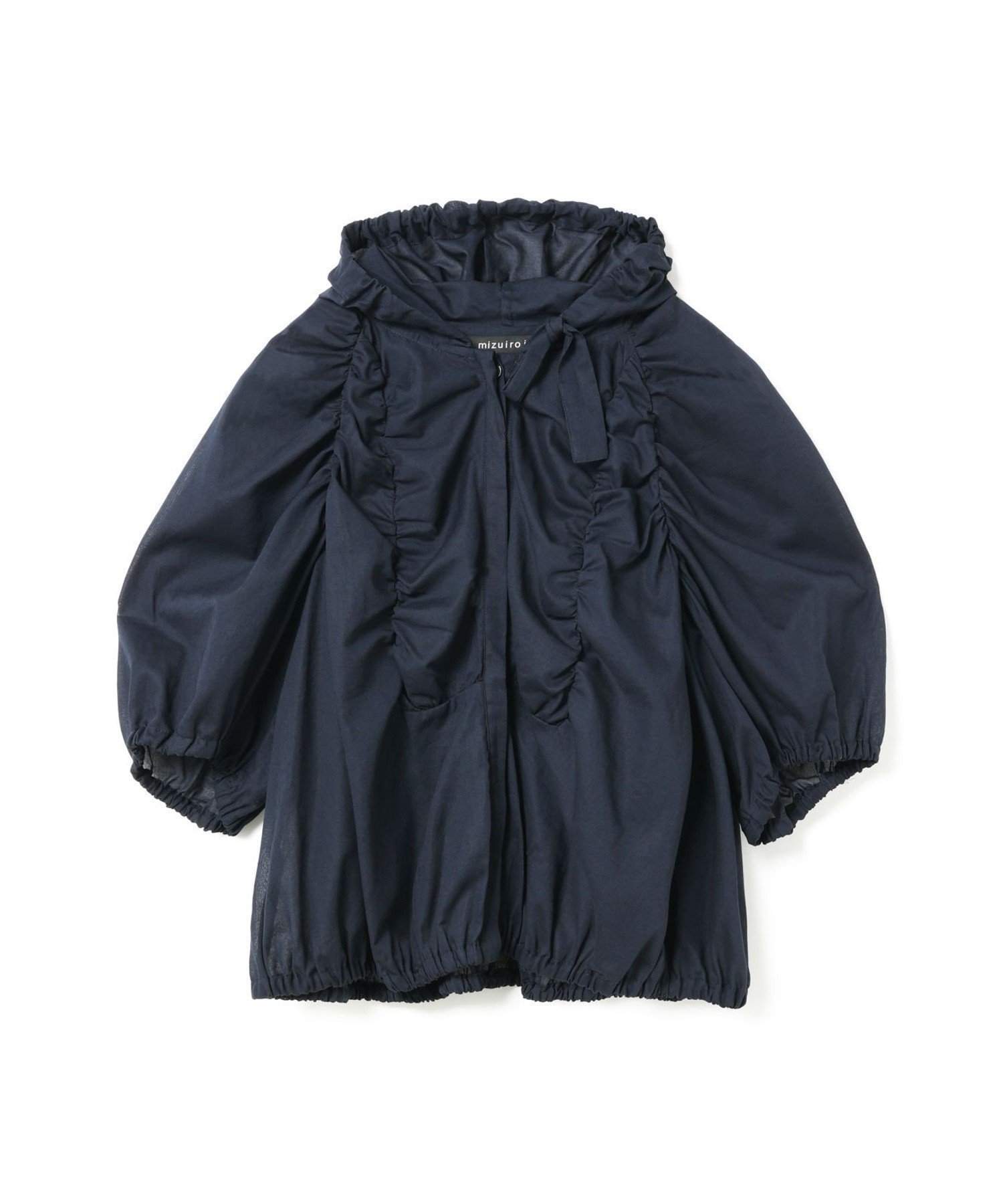 【マーコート/MARcourt】のmizuiro ind ギャザーフード付きシャツ インテリア・キッズ・メンズ・レディースファッション・服の通販 founy(ファニー) 　ファッション　Fashion　レディースファッション　Fashion for Women　トップス・カットソー　Cut & Sew Tops　シャツ・ブラウス・オフィスカジュアル　Elegant Blouses & Button-Ups　ギャザー　Gathered, Ruffled　フロント　Front, Front Design　ボトム　Bottoms, Lower Wear　ポケット　Pocket, Pocket Detail　無地　Plain, Solid Color　ネイビー|ID: prp329100004598155 ipo3291000000032682866