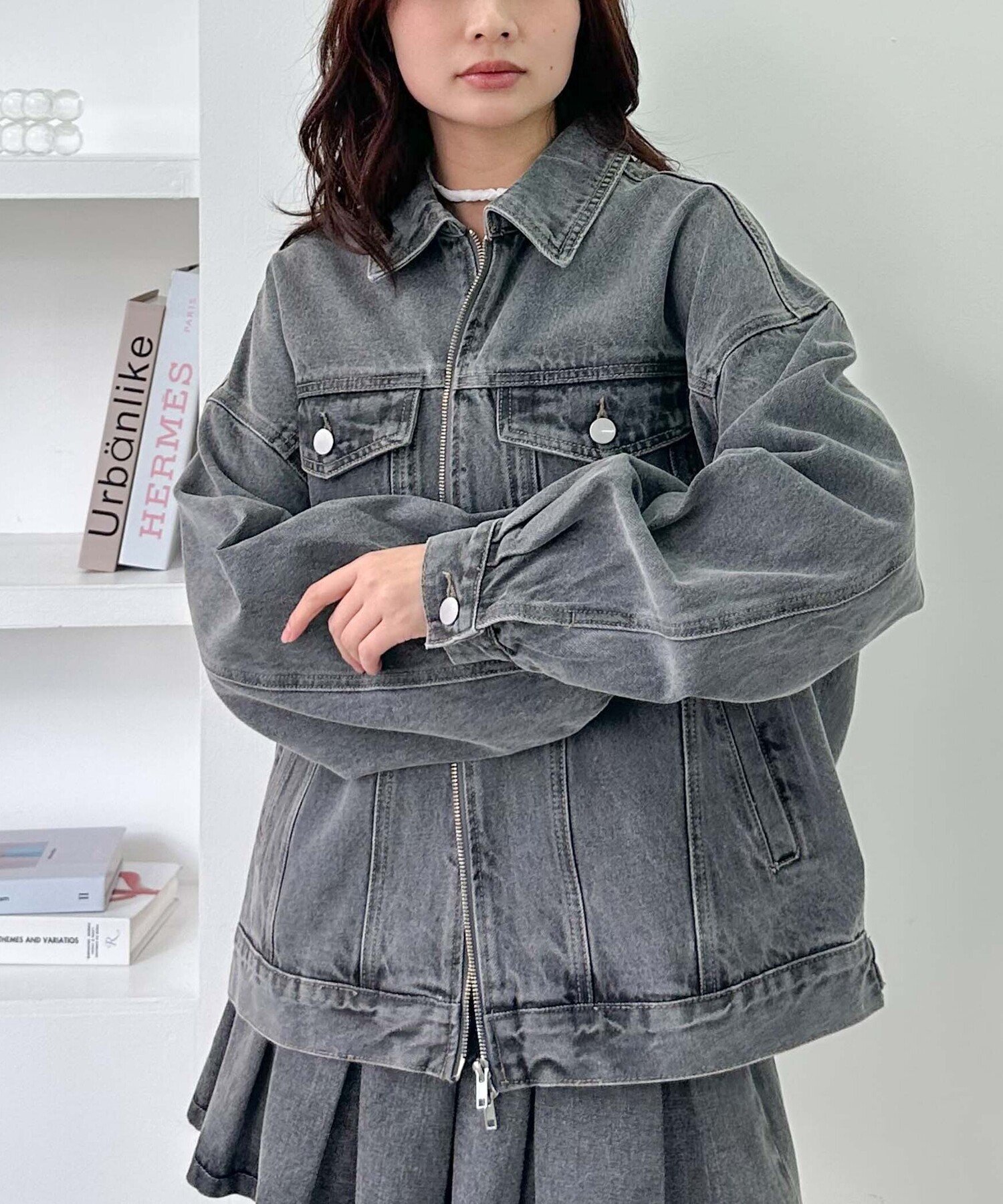 【アルシーヴ/archives】のデニムミドルブルゾン インテリア・キッズ・メンズ・レディースファッション・服の通販 founy(ファニー) 　ファッション　Fashion　レディースファッション　Fashion for Women　アウター　Coat / Outerwear Collection　ブルゾンジャケット・スポーティアウター　Blouson Jackets　おすすめ　Recommended / Our Picks　セットアップ　Set-Up, Coordinated Outfit　デニム　Denim, Jeans Material　ブルゾン　Blouson, Bomber Jacket　ミドル　Middle Length, Mid Height　ロング　Long, Long-Length　定番　Standard, Basic Item　GRAY|ID: prp329100004598220 ipo3291000000032683418