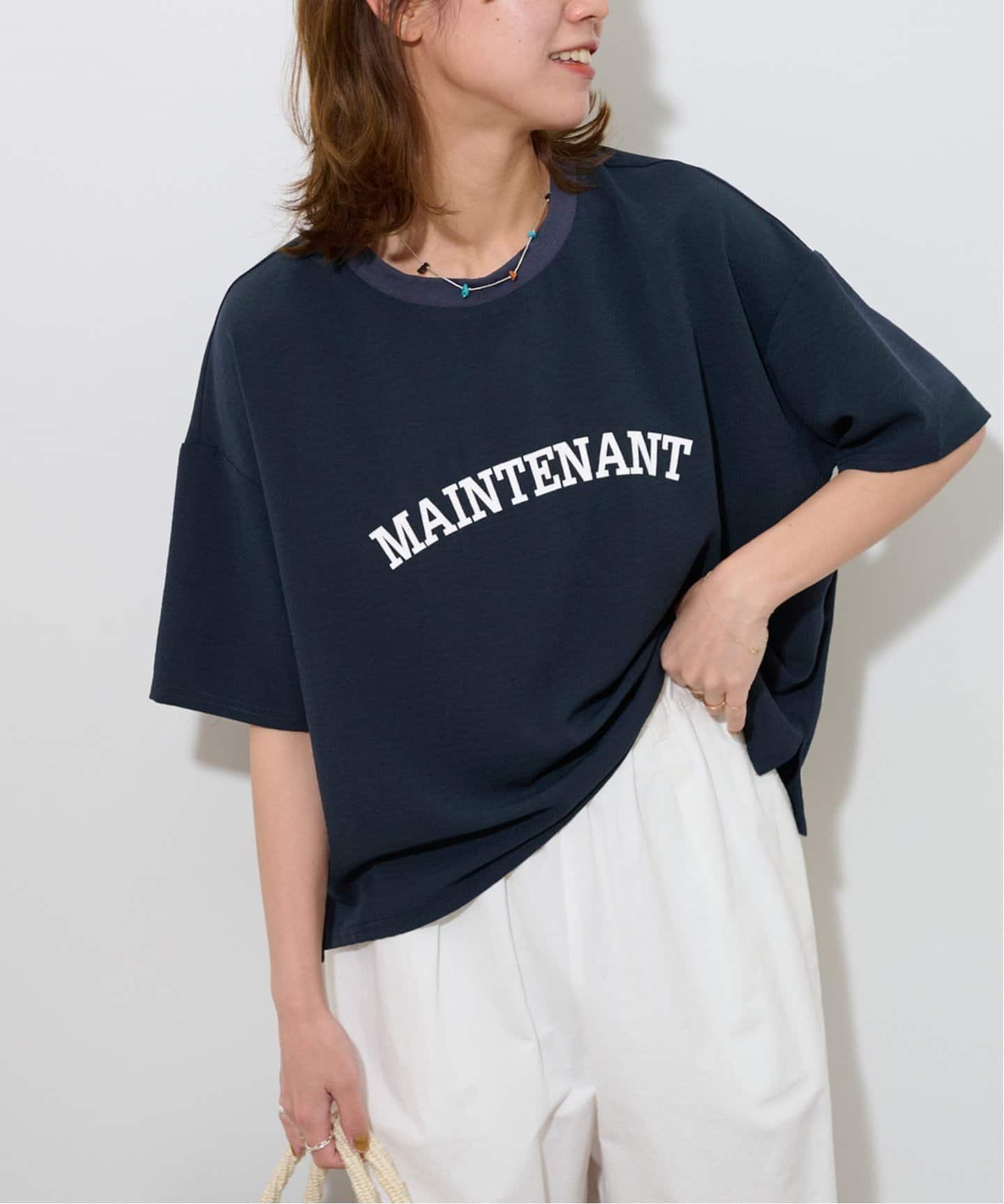 【ジャーナルスタンダード レリューム/JOURNAL STANDARD relume】の《追加 3》2WAYジョーゼットロゴTEE インテリア・キッズ・メンズ・レディースファッション・服の通販 founy(ファニー) 　ファッション　Fashion　レディースファッション　Fashion for Women　2025年　2025　2025春夏・S/S　Spring/Summer 2025 SS25　ジョーゼット　Georgette, Semi-Sheer Fabric　ネイビー|ID: prp329100004598264 ipo3291000000032730466