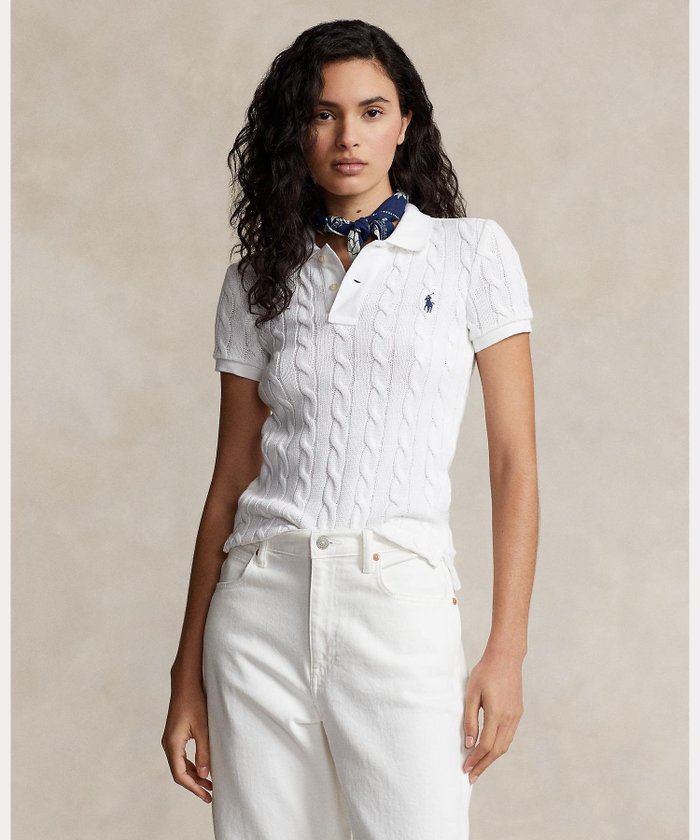 【ラルフローレン/RALPH LAUREN】のケーブルニット ポロシャツ インテリア・キッズ・メンズ・レディースファッション・服の通販 founy(ファニー) https://founy.com/ ファッション Fashion レディースファッション Ladies' Fashion Online トップス・カットソー Tops/Tshirt ニット Knit Tops シャツ/ブラウス Shirts/Blouses ポロシャツ Polo Shirts スリム Slim フィット Fit ポロシャツ Polo Shirt 半袖 Short Sleeve |ID: prp329100004598266 ipo3291000000032683827