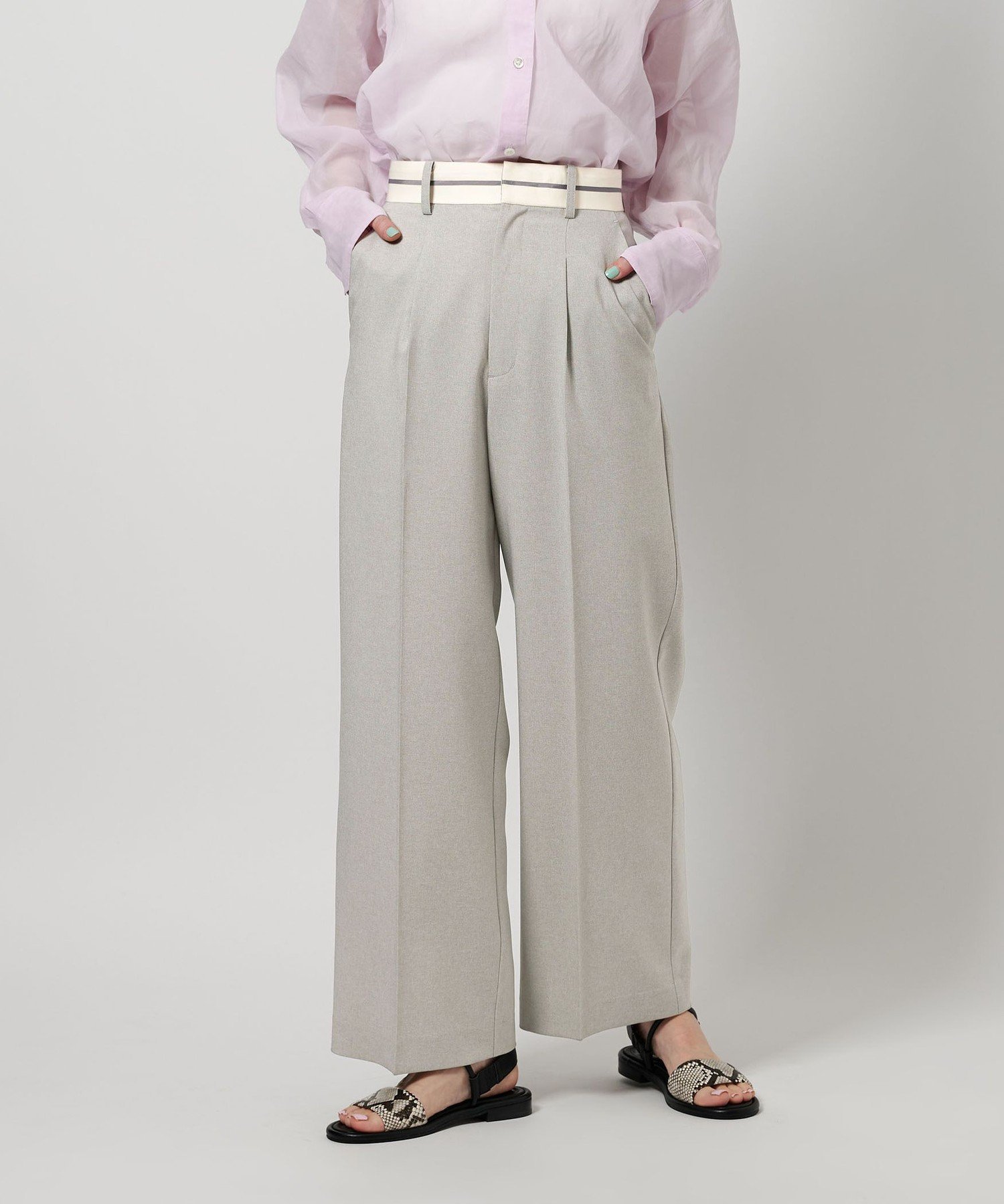 【ビューティ&ユース ユナイテッドアローズ/BEAUTY&YOUTH / UNITED ARROWS】の【WEB限定】マーベルト ワイドストレートパンツ -ウォッシャブル- インテリア・キッズ・メンズ・レディースファッション・服の通販 founy(ファニー) 　ファッション　Fashion　レディースファッション　Ladies' Fashion Online　パンツ　Pants　ベルト　Belts　ウォッシャブル　Washable　カットソー　Cut And Sew　シンプル　Simple　ストレート　Straight　スラックス　Slacks　トレンド　Trend　マニッシュ　Mannish　メランジ　Melange　ワイド　Wide　おすすめ　Recommend　LT.GRAY|ID: prp329100004598283 ipo3291000000032683996