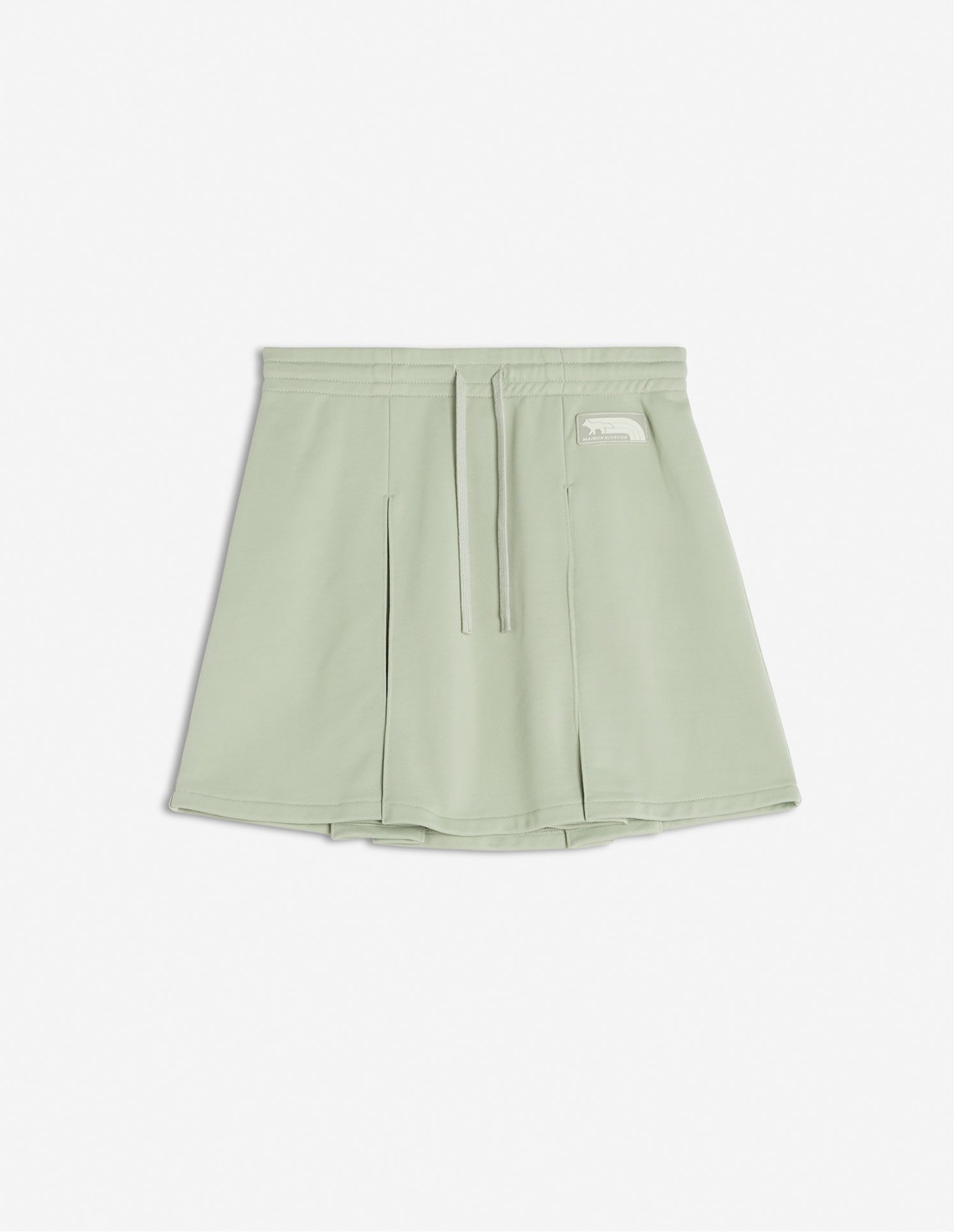 【メゾン キツネ/MAISON KITSUNE】のMaison Kitsune/FLASH FOX MINI PLEATED SKIRT インテリア・キッズ・メンズ・レディースファッション・服の通販 founy(ファニー) 　ファッション　Fashion　レディースファッション　Ladies' Fashion Online　スカート　Skirt　プリーツスカート　Pleated Skirts　シリコン　Silicon　ドローコード　Draw Cord　パッチ　Patch　フロント　Front　夏　Summer　S/S・春夏　Ss・Spring/Summer　COURT GREEN|ID: prp329100004598301 ipo3291000000032684082