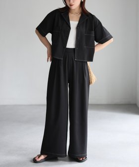 【リベリー/Riberry】の配色ステッチ半袖セットアップ 人気、トレンドファッション・服の通販 founy(ファニー) ファッション Fashion レディースファッション Ladies' Fashion Online トップス・カットソー Tops/Tshirt おすすめ Recommend ジャケット Jacket セットアップ Set Up ポケット Pocket 今季 This Season 半袖 Short Sleeve 夏 Summer |ID:prp329100004598547