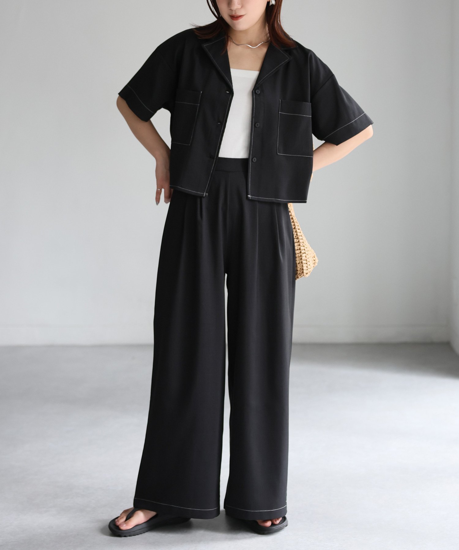 【リベリー/Riberry】の配色ステッチ半袖セットアップ 人気、トレンドファッション・服の通販 founy(ファニー) 　ファッション　Fashion　レディースファッション　Ladies' Fashion Online　トップス・カットソー　Tops/Tshirt　おすすめ　Recommend　ジャケット　Jacket　セットアップ　Set Up　ポケット　Pocket　今季　This Season　半袖　Short Sleeve　夏　Summer　 other-1|ID: prp329100004598547 ipo3291000000032687309