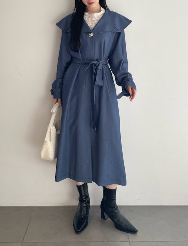 【リリーブラウン/Lily Brown】のケープカラートレンチコート インテリア・キッズ・メンズ・レディースファッション・服の通販 founy(ファニー) 　ファッション　Fashion　レディースファッション　Ladies' Fashion Online　アウター　Coat Outerwear　コート　Coats　トレンチコート　Trench Coats　4月号　April Issue　インディゴ　Indigo　シンプル　Simple　ツイル　Twill　デニム　Denim　トレンド　Trend　ビッグ　Big　ピーチ　Peach　フロント　Front　ベーシック　Basic　エレガント 上品　Elegant　春　Spring　雑誌　Magazine　IND[088]|ID: prp329100004598554 ipo3291000000032687404